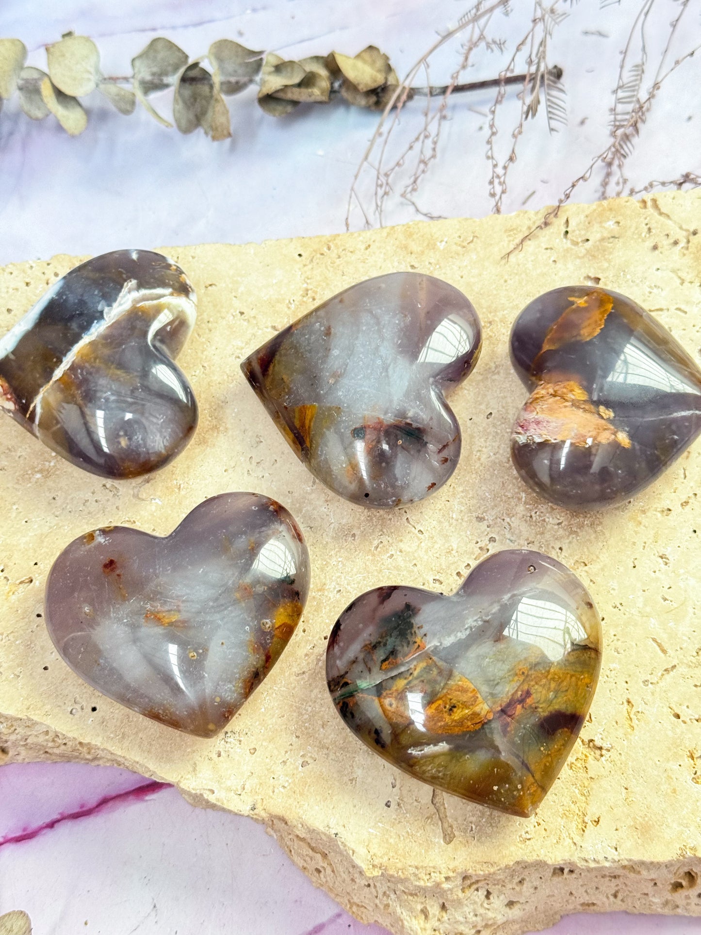 Purple Chalcedony Hearts