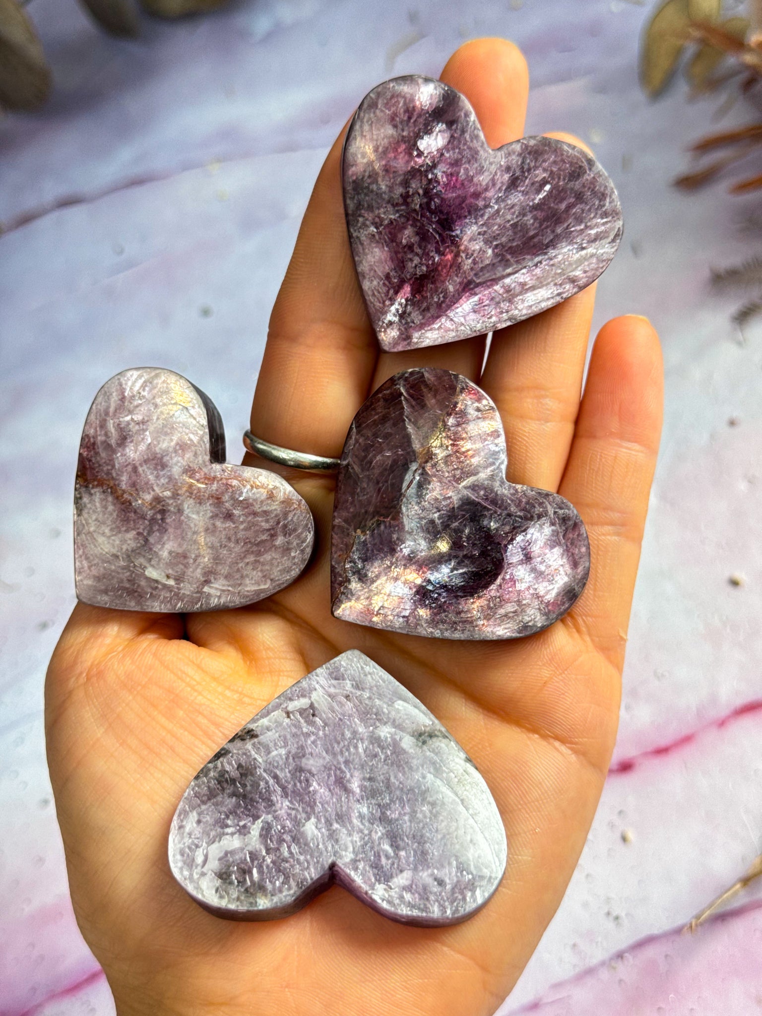 High Grade Purple Mica Hearts