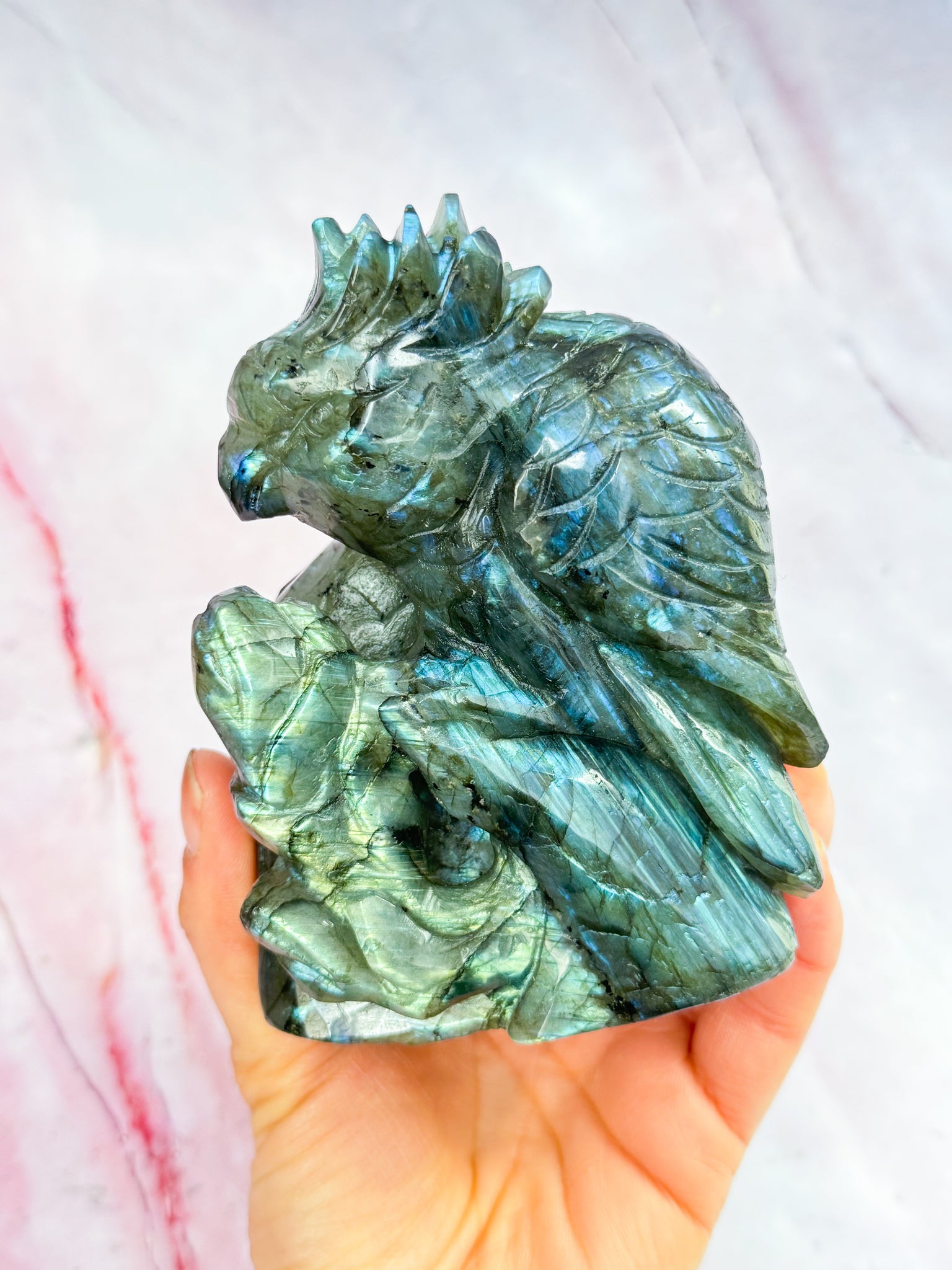 Labradorite Parrot Carving