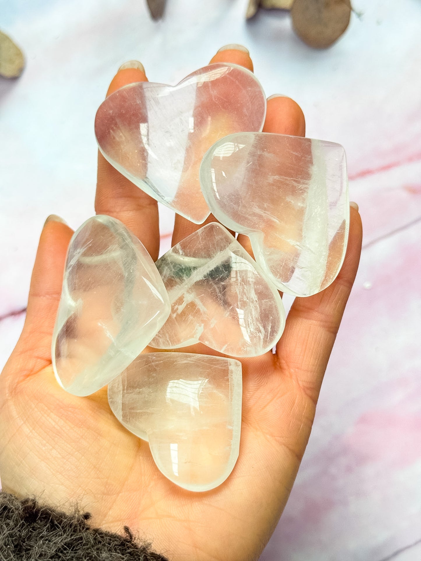 White Fluorite Hearts