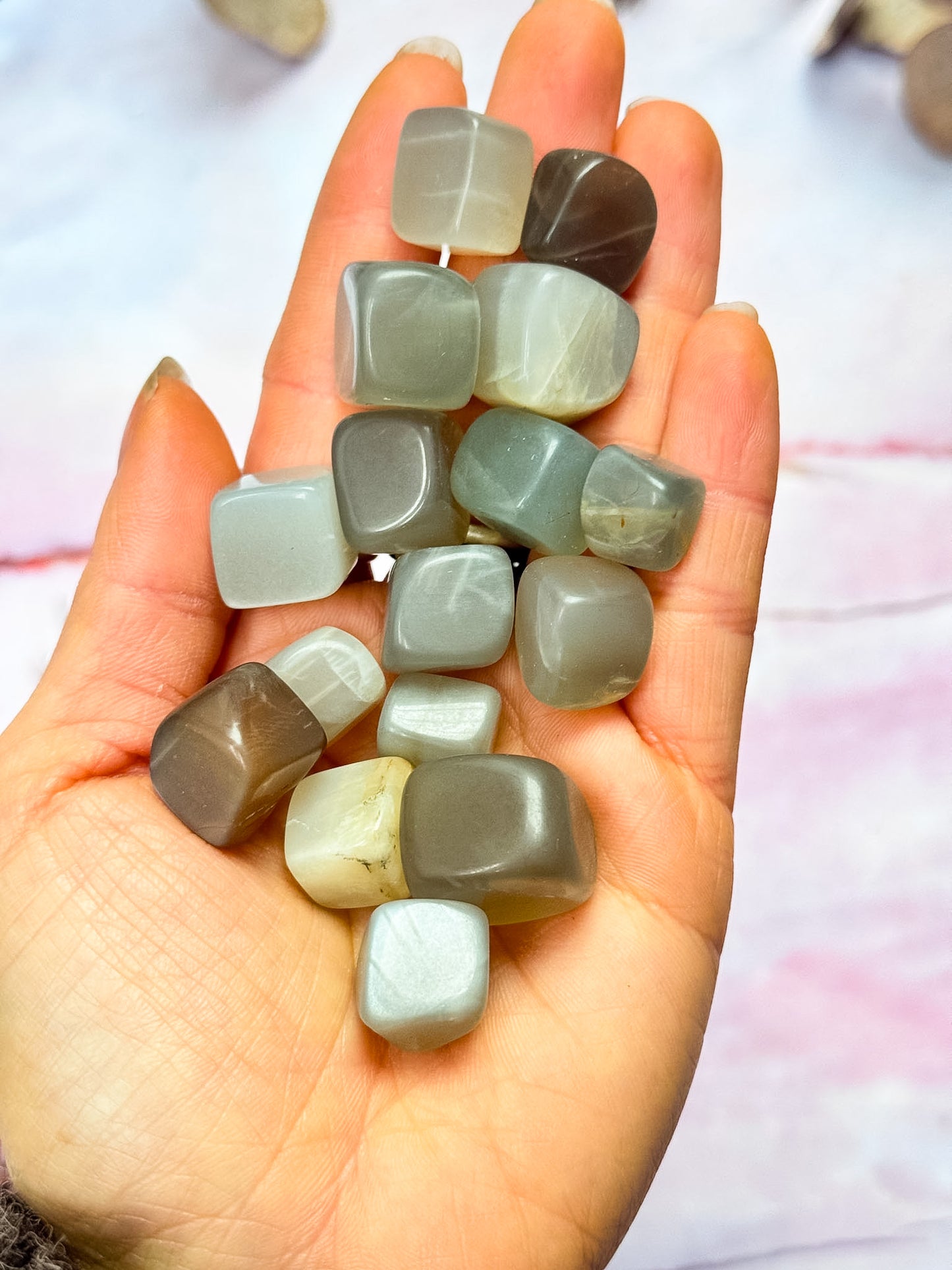 Silver Moonstone Tumbles