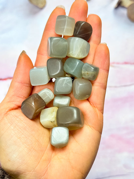 Silver Moonstone Tumbles