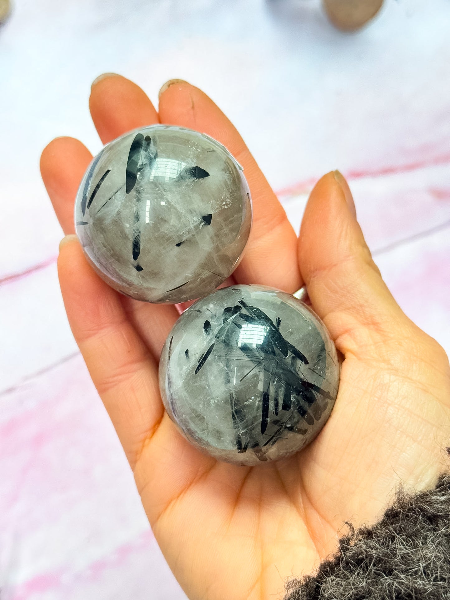 Tourmilated Quartz Spheres