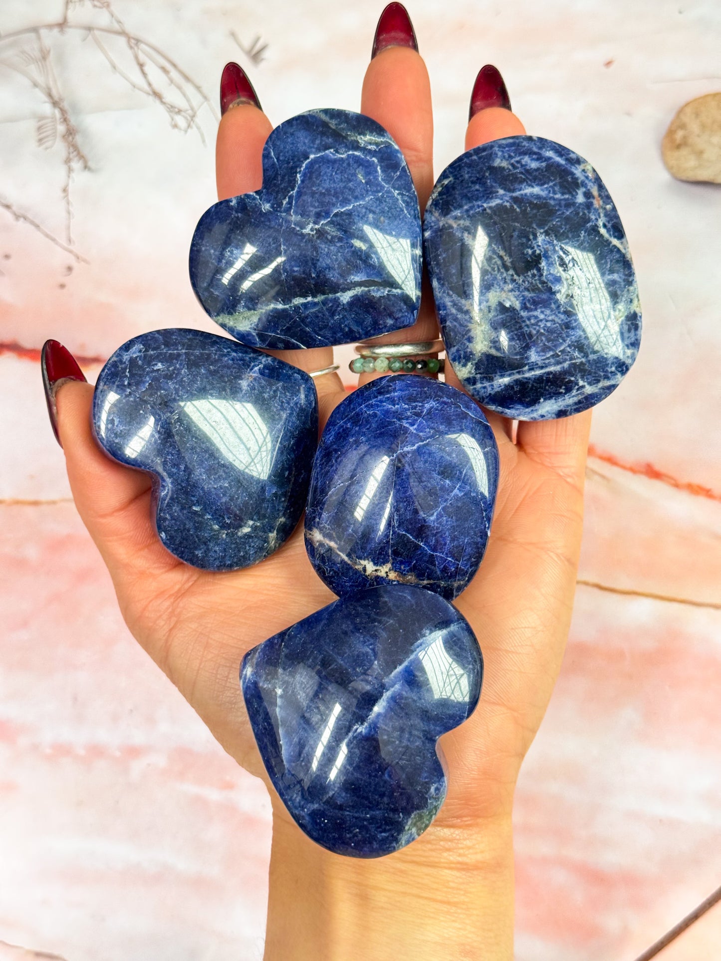 Sodalite Hearts and Palmstones