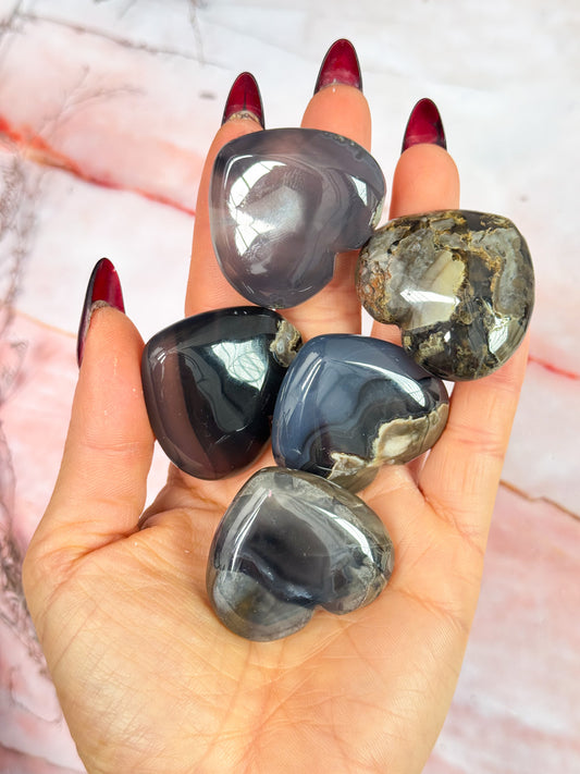 Volcanic Agate Hearts