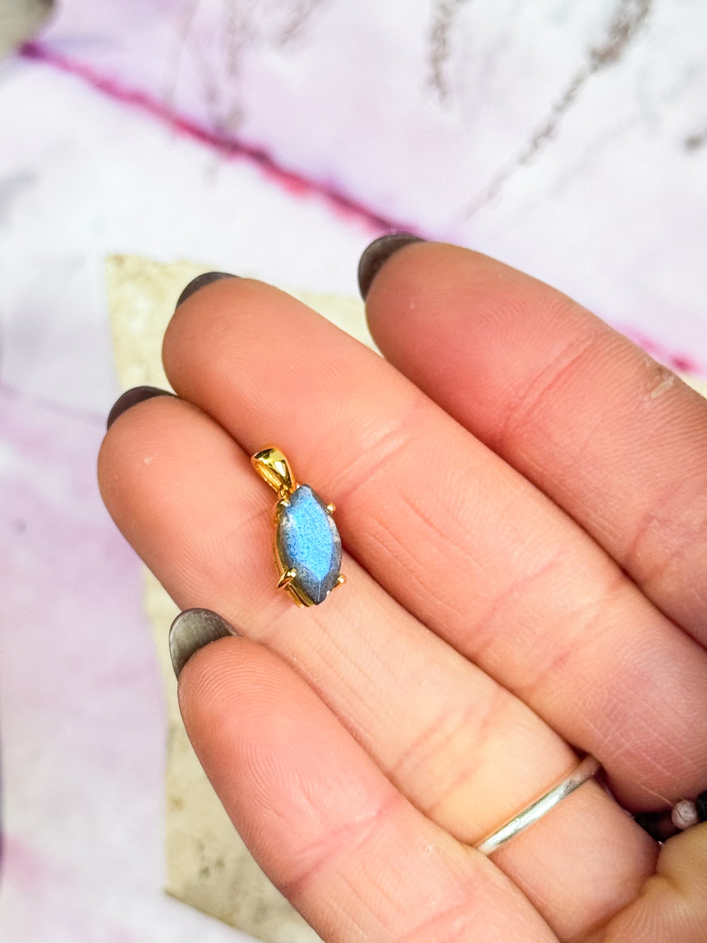 18K Gold Vermeil Blue Labradorite Pendants
