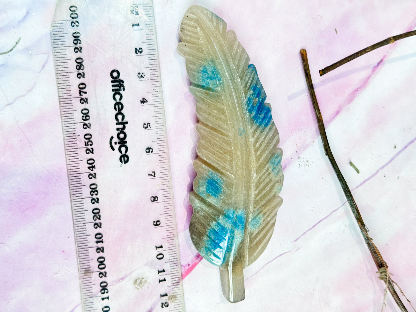 Trolleite Quartz Feather Carving
