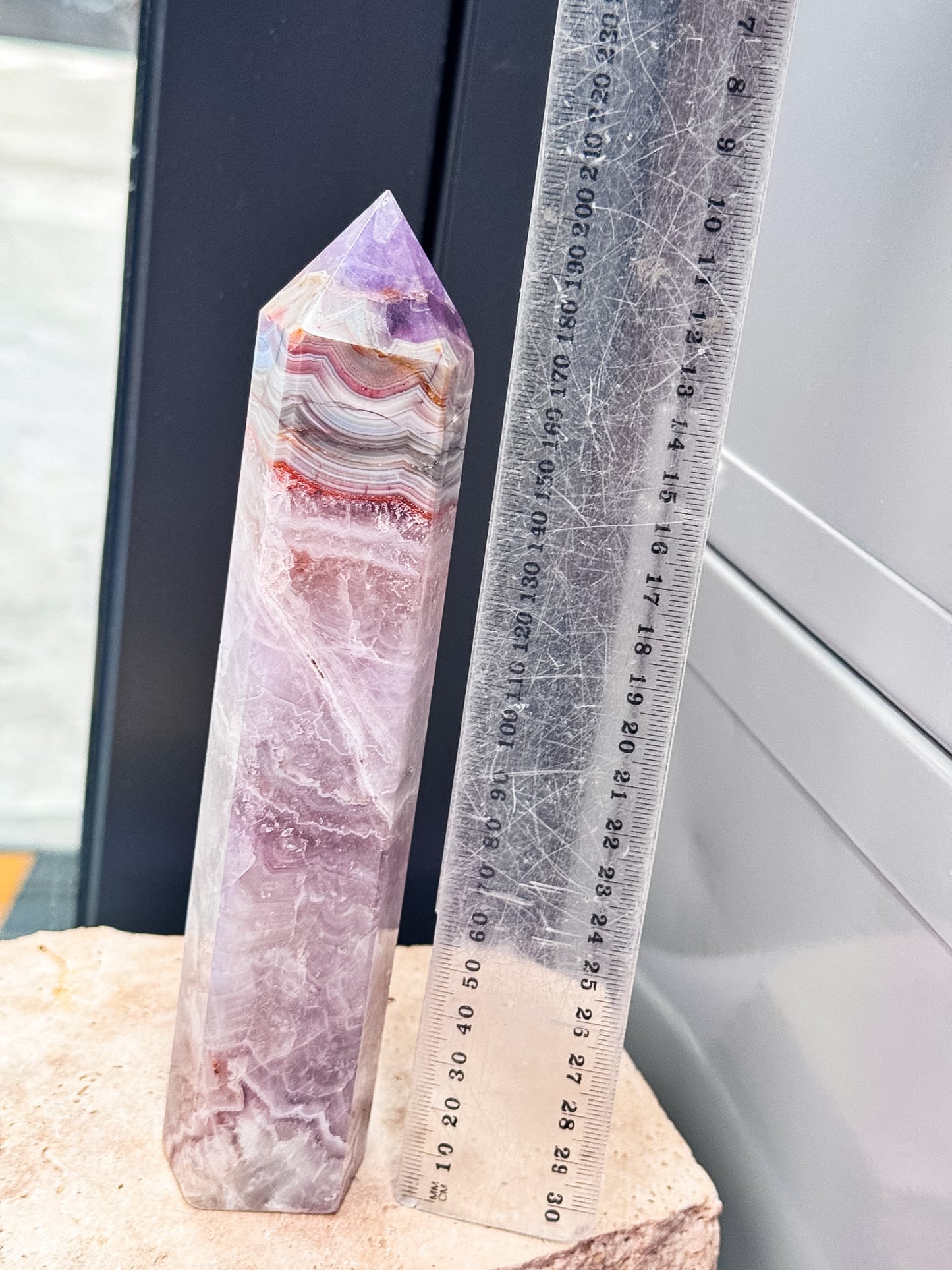 Amethyst with Crazy Lace Agate Tower