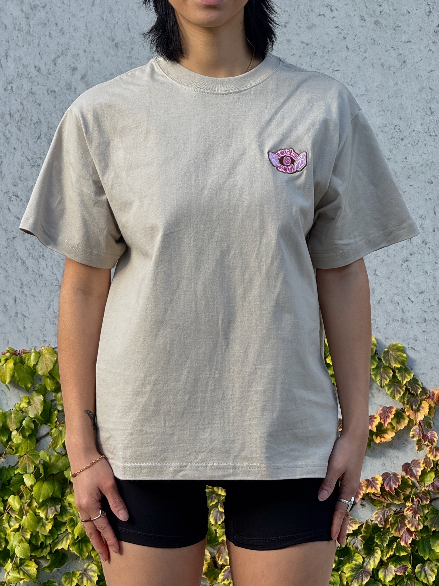 Beige T-Shirt - Rocks and Soul Breast Cancer Merch