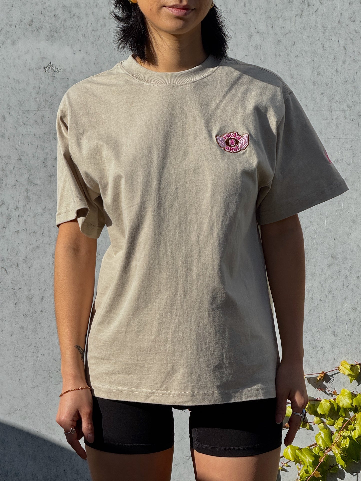 Beige T-Shirt - Rocks and Soul Breast Cancer Merch