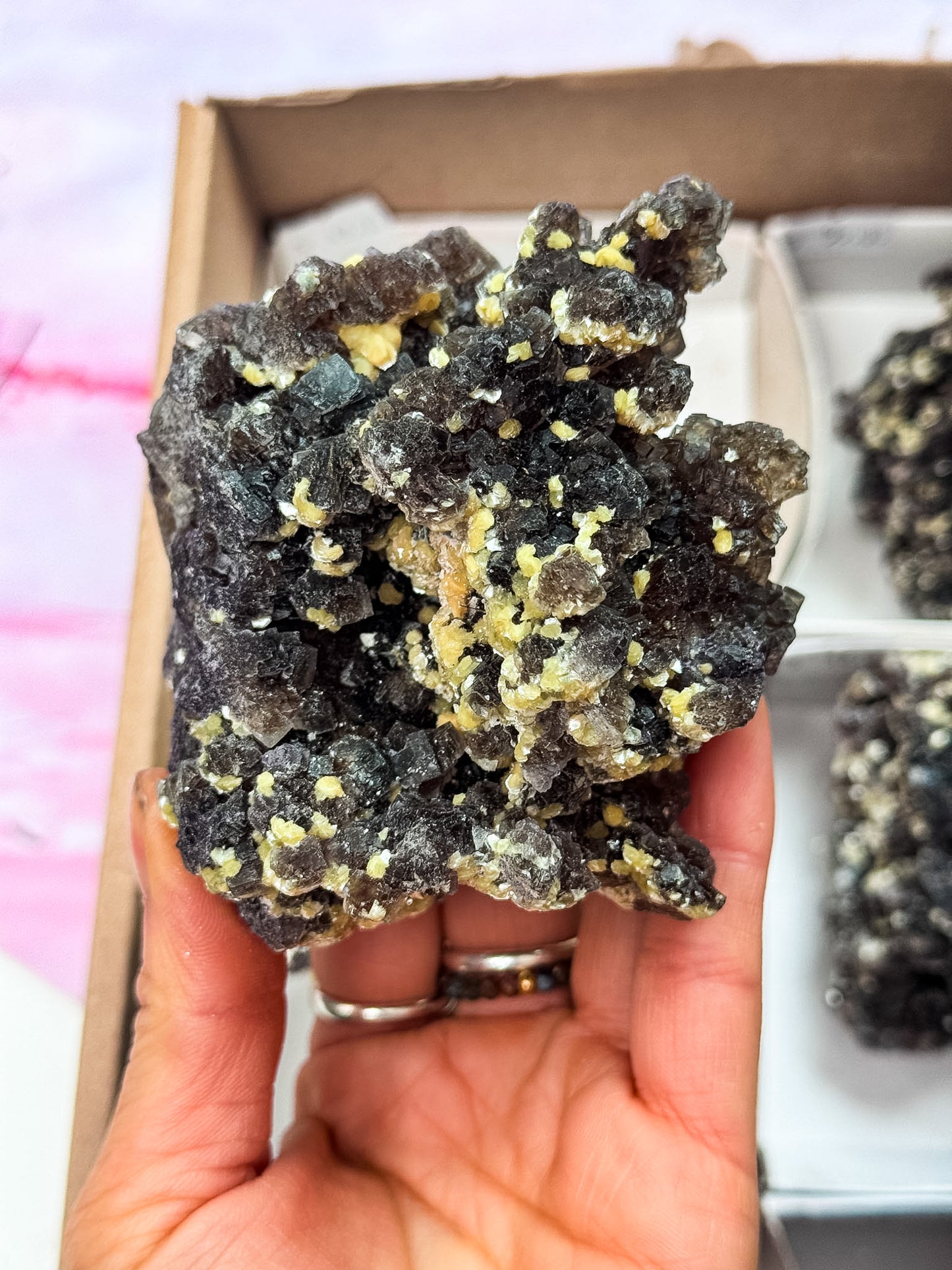 Rare Smokey Fluorite with Yellow Vermiculite