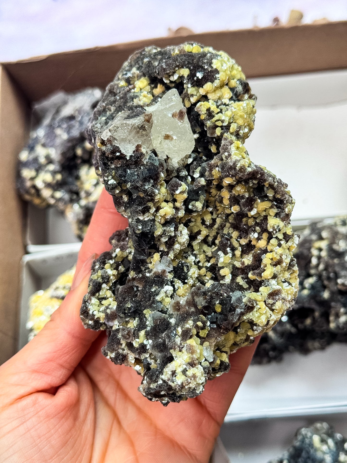 Rare Smokey Fluorite with Yellow Vermiculite