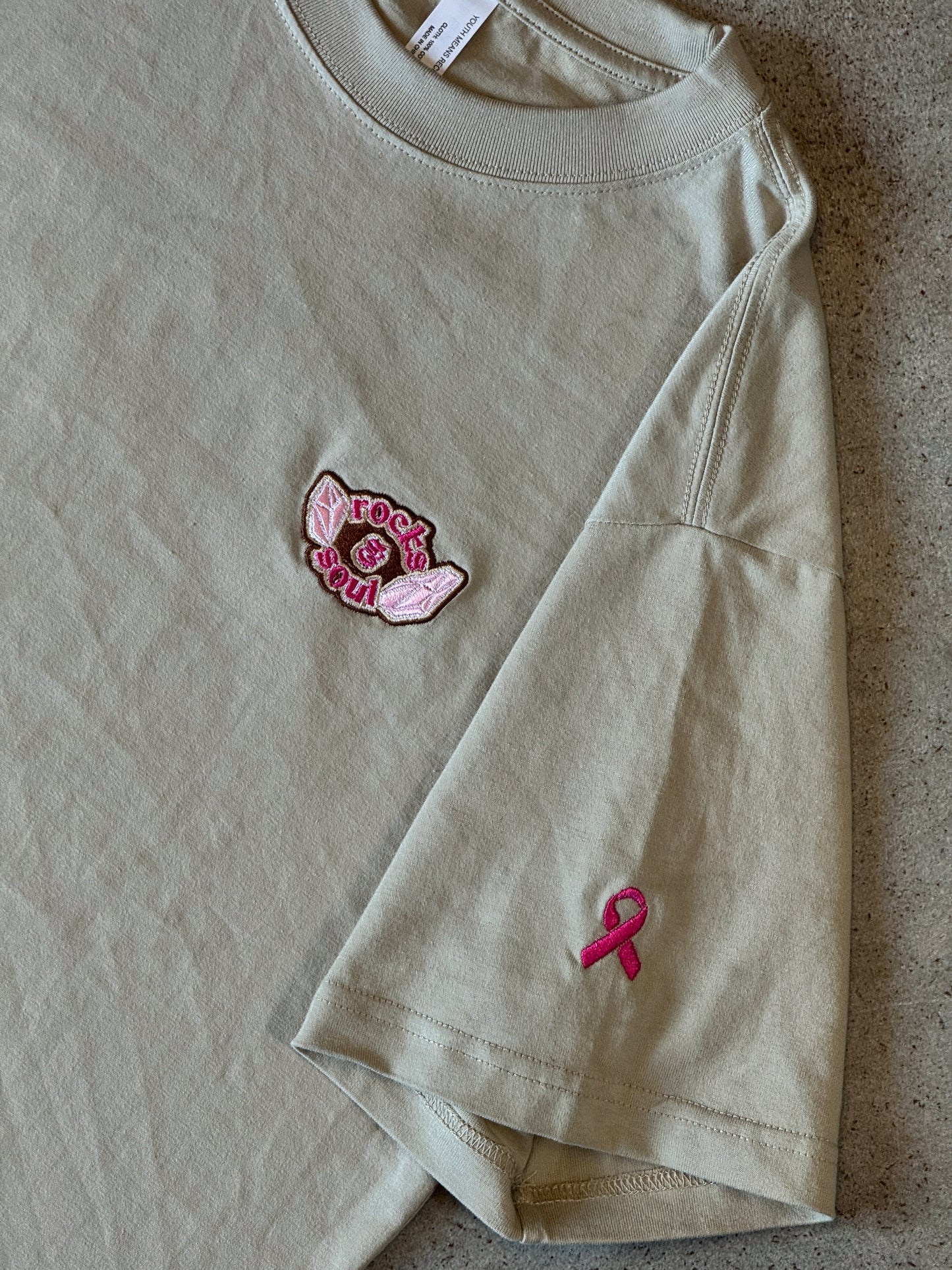 Beige T-Shirt - Rocks and Soul Breast Cancer Merch