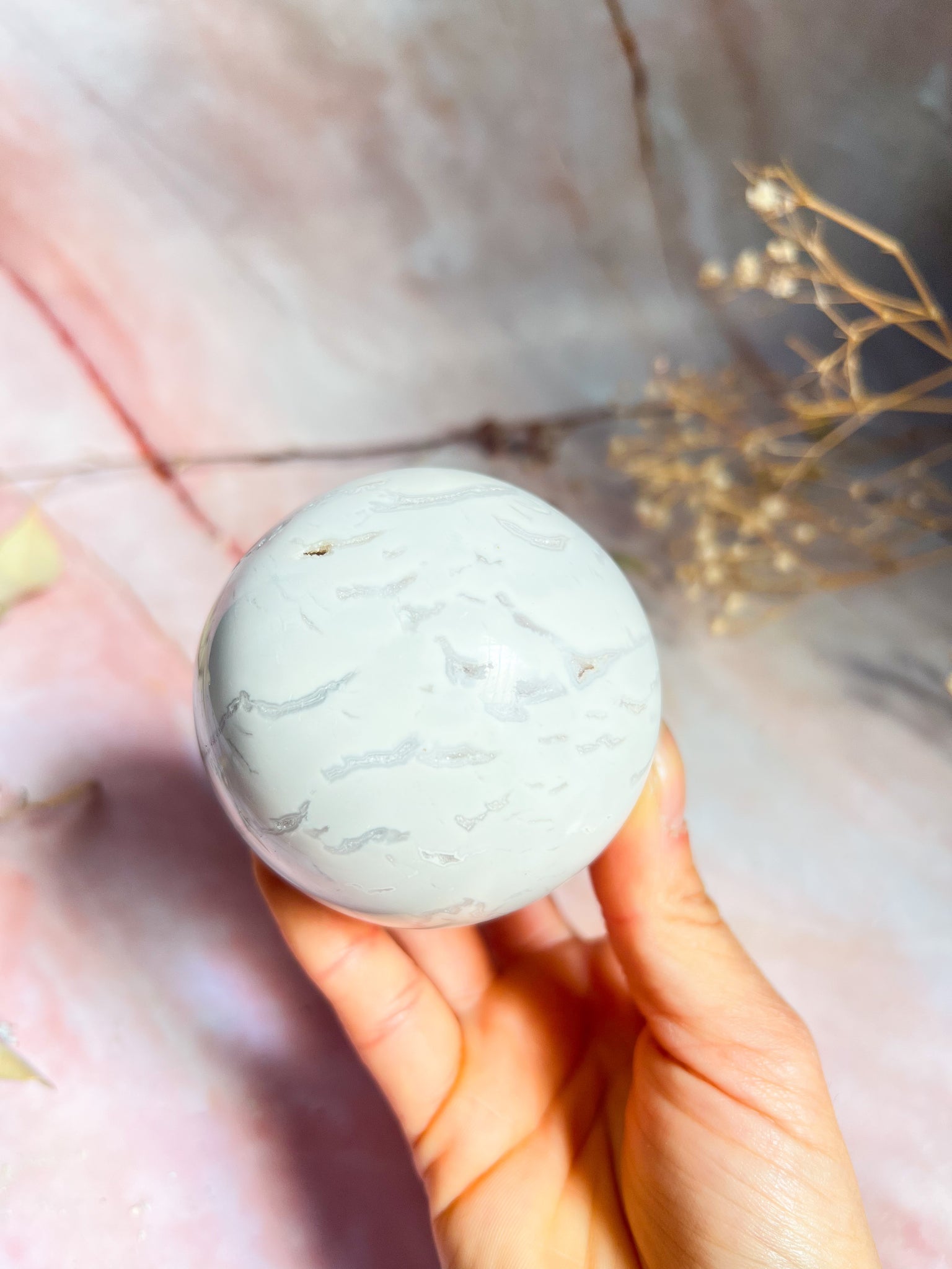 White Druzy Agate Sphere