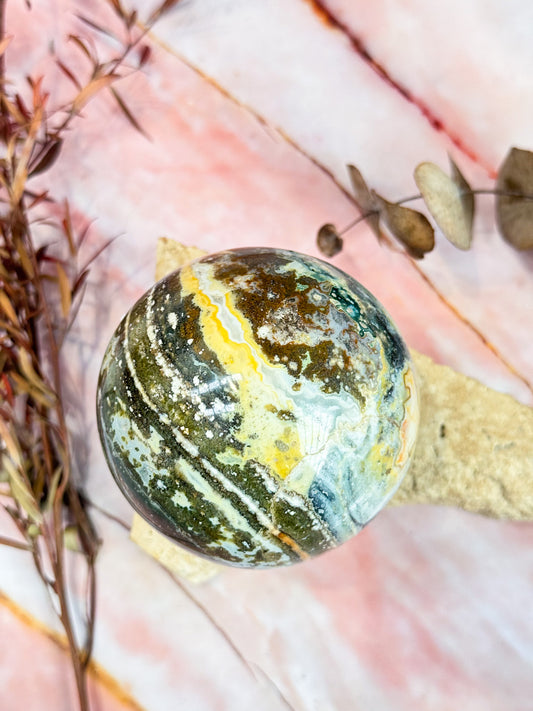Orbicular Ocean Jasper Sphere
