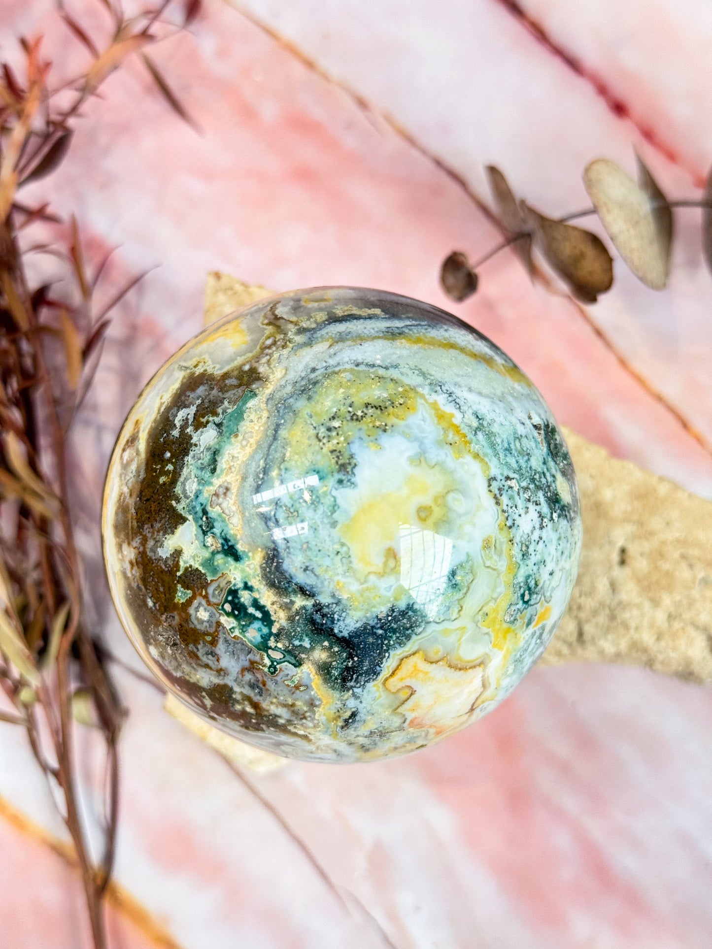 Orbicular Ocean Jasper Sphere