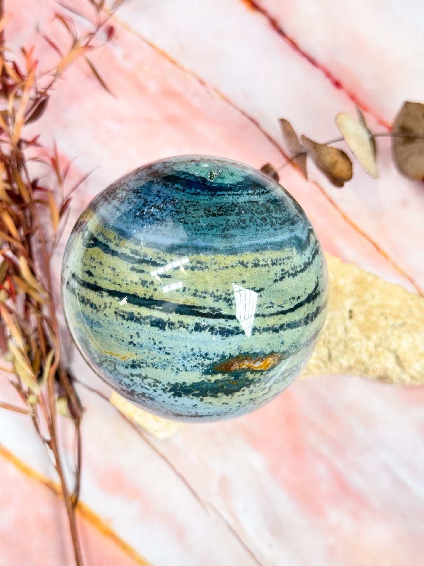 Orbicular Ocean Jasper Sphere