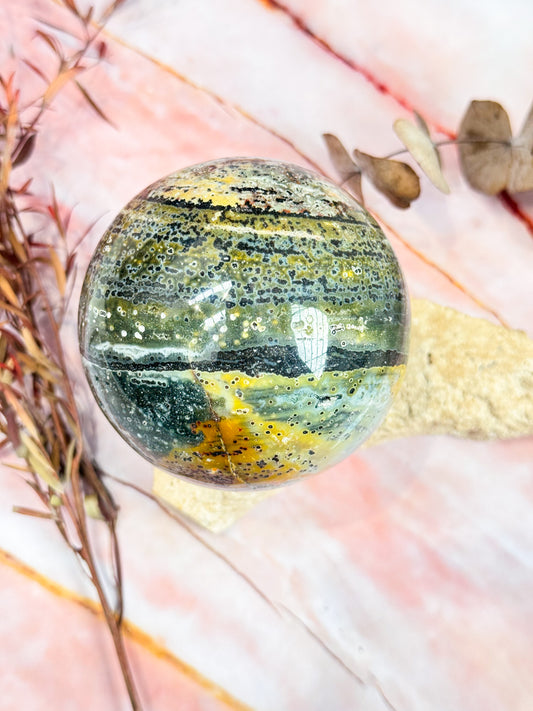 Orbicular Ocean Jasper Sphere