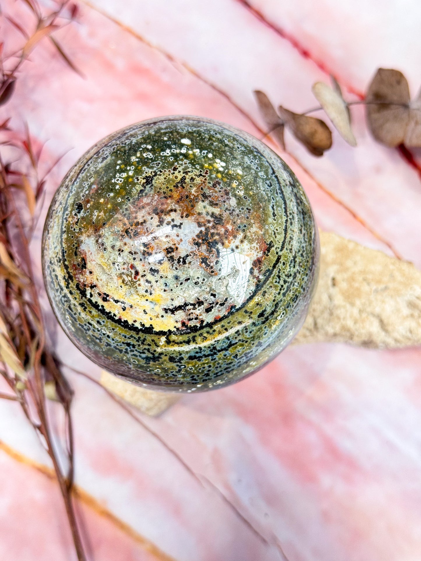 Orbicular Ocean Jasper Sphere