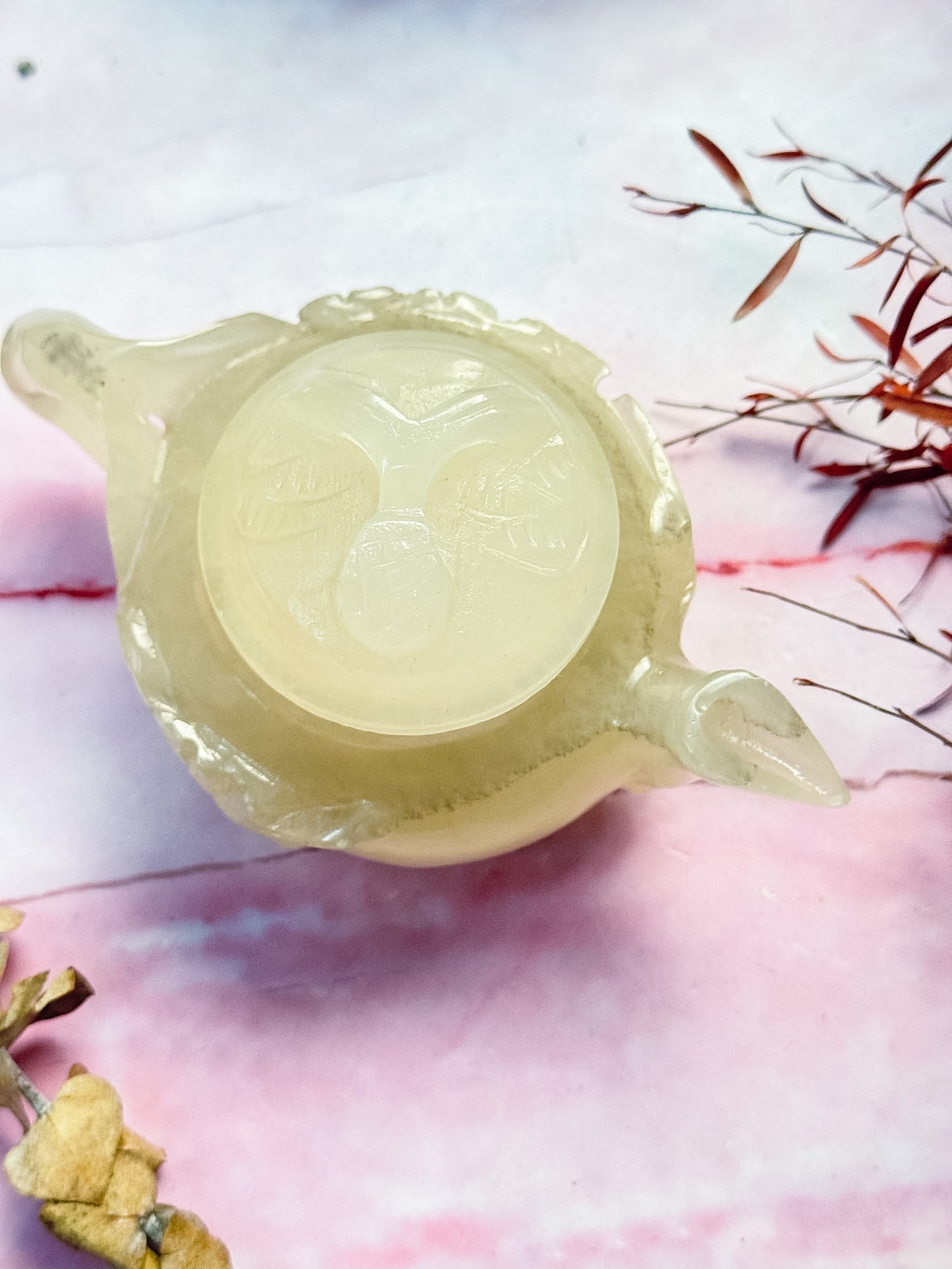 White Calcite Teapot Carving