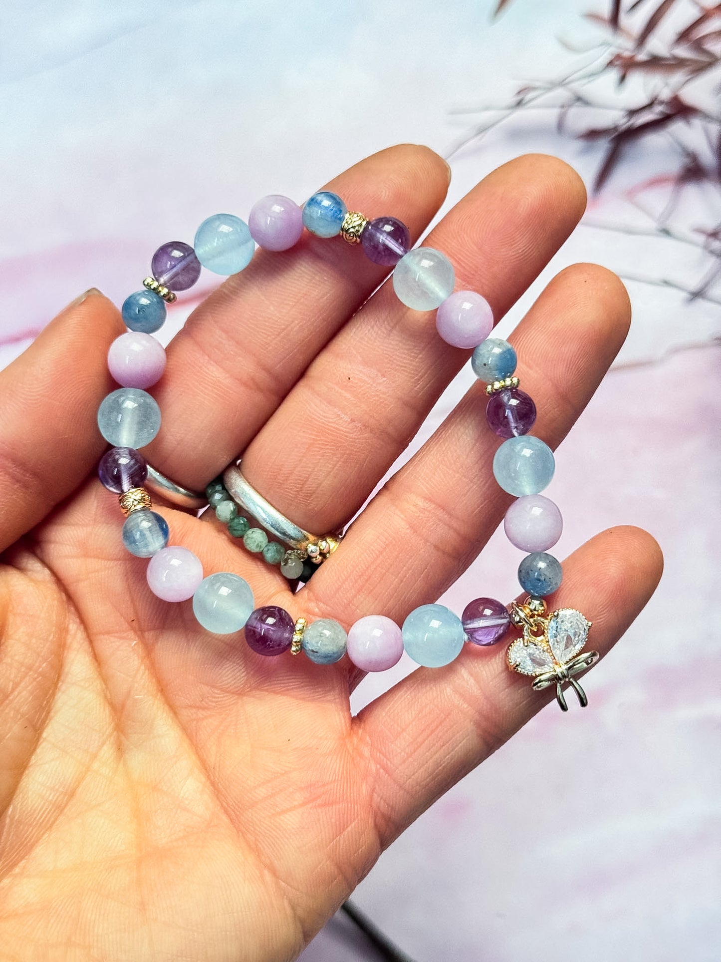 Aquamarine, Kunzite, Amethyst and Kyanite Bracelet