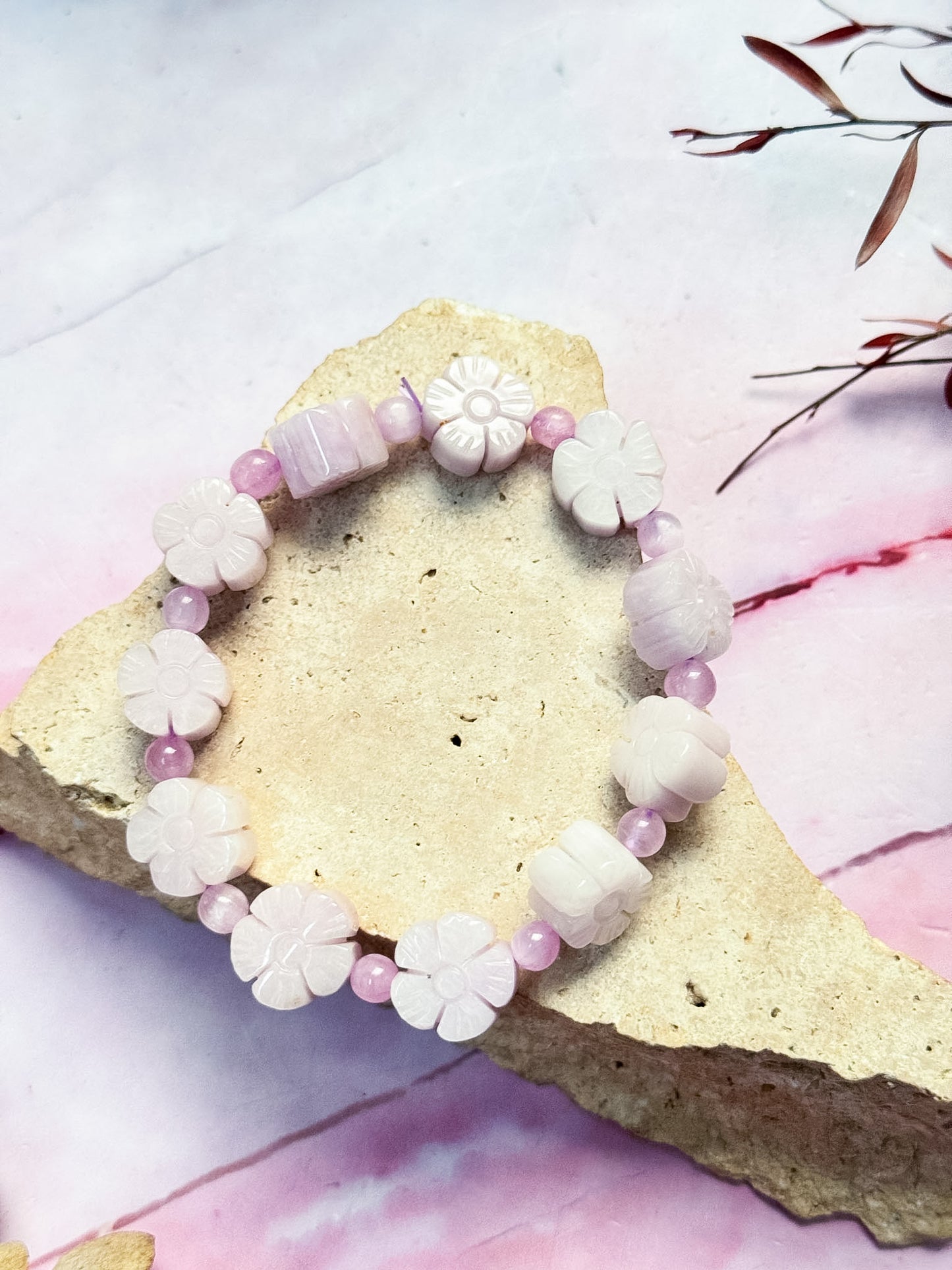 Kunzite Flower Bracelet