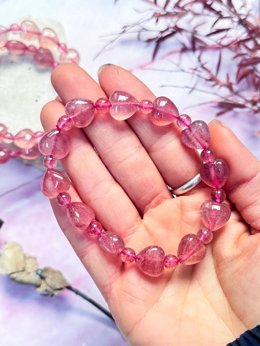 Strawberry Quartz Heart Bracelets