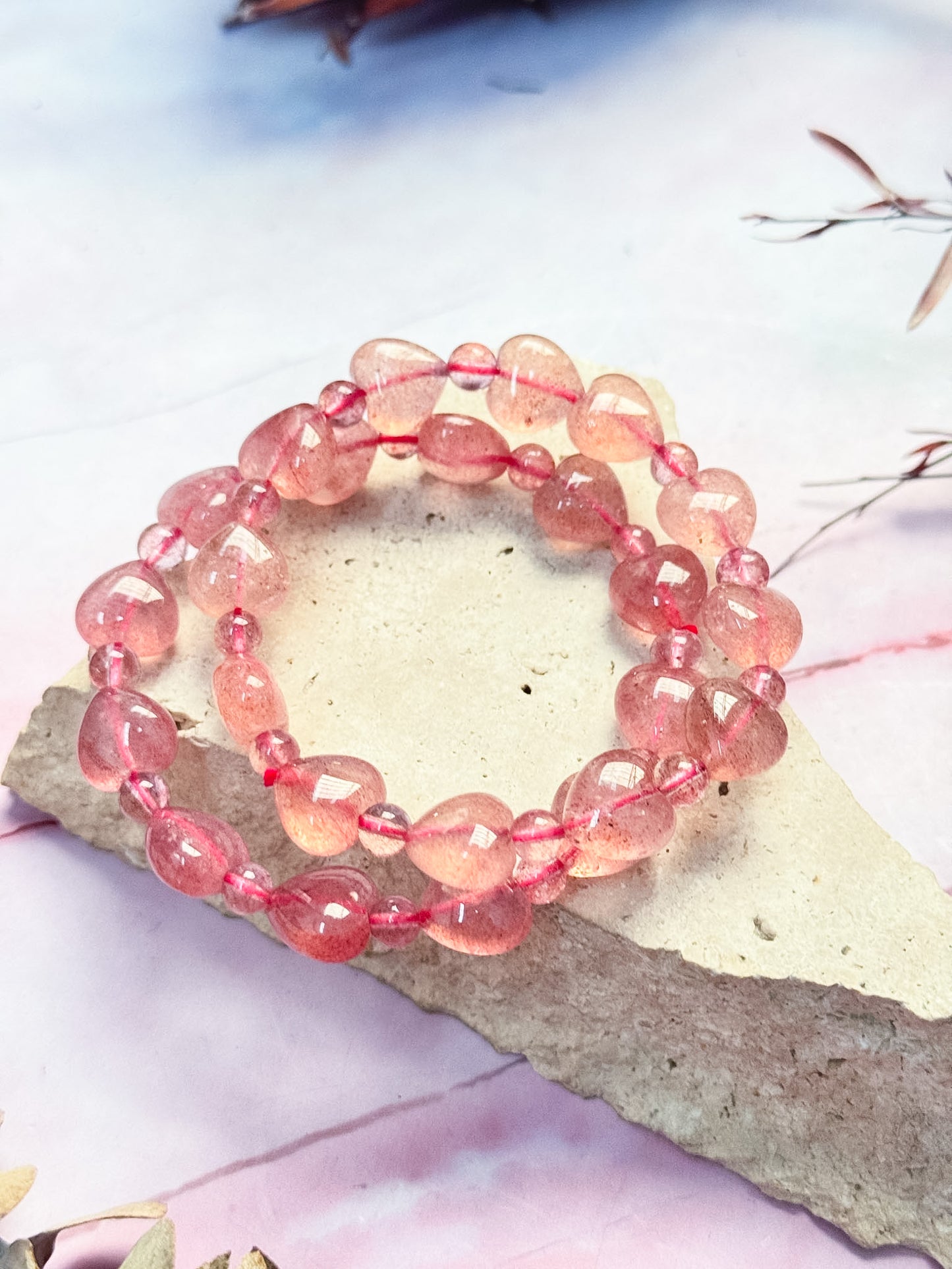 Strawberry Quartz Heart Bracelets