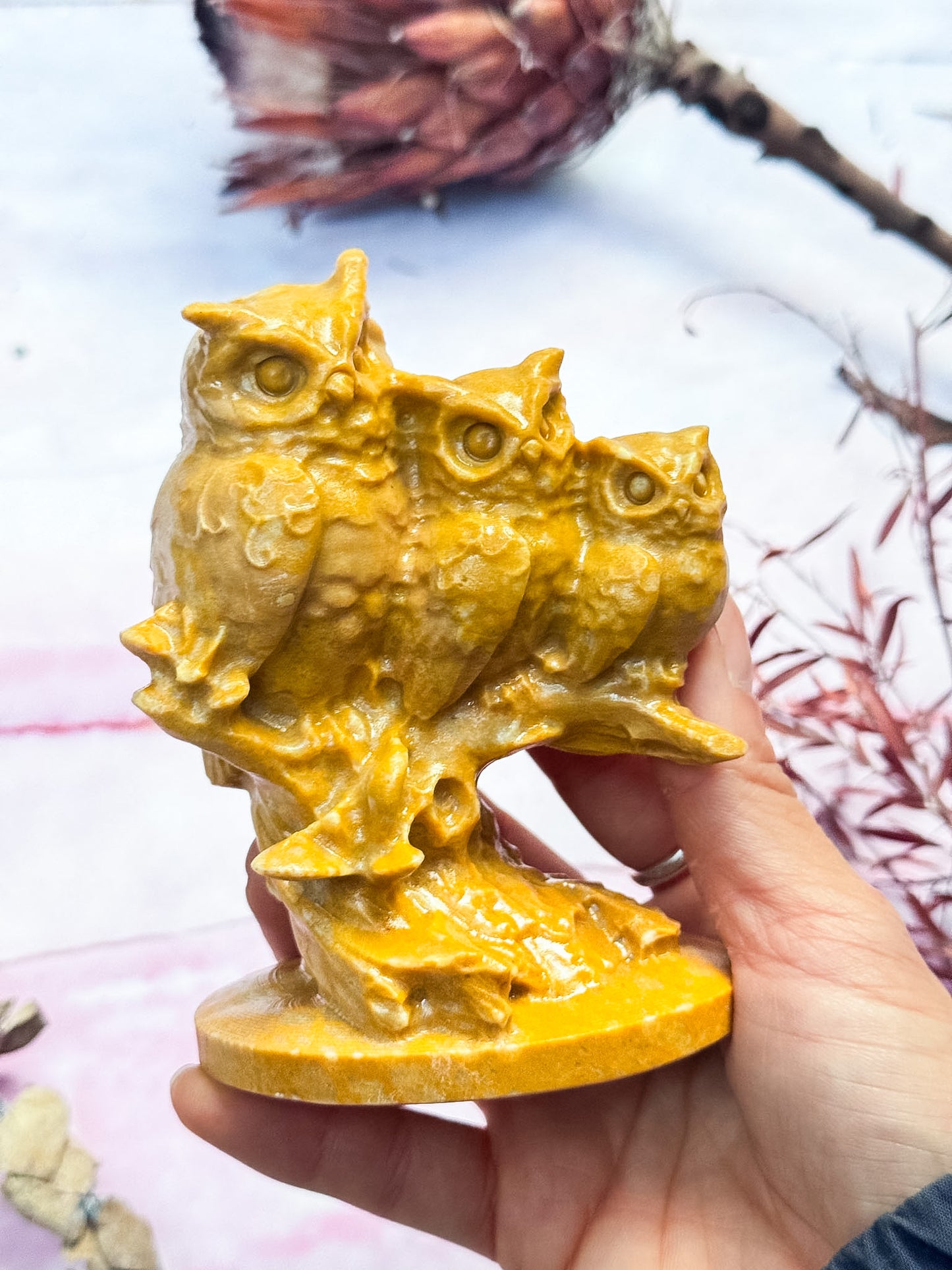 Yellow Jade Triple Owl