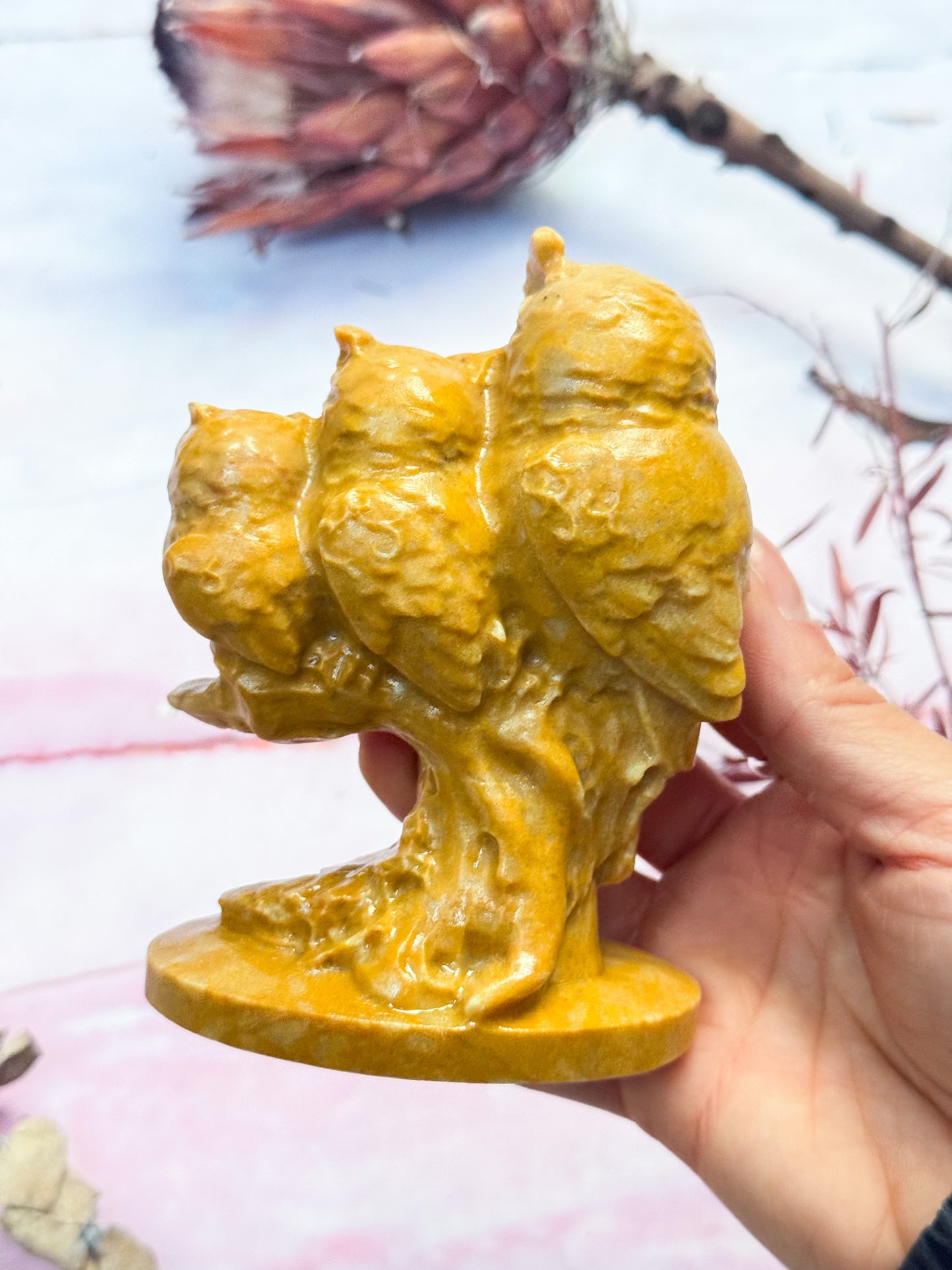 Yellow Jade Triple Owl