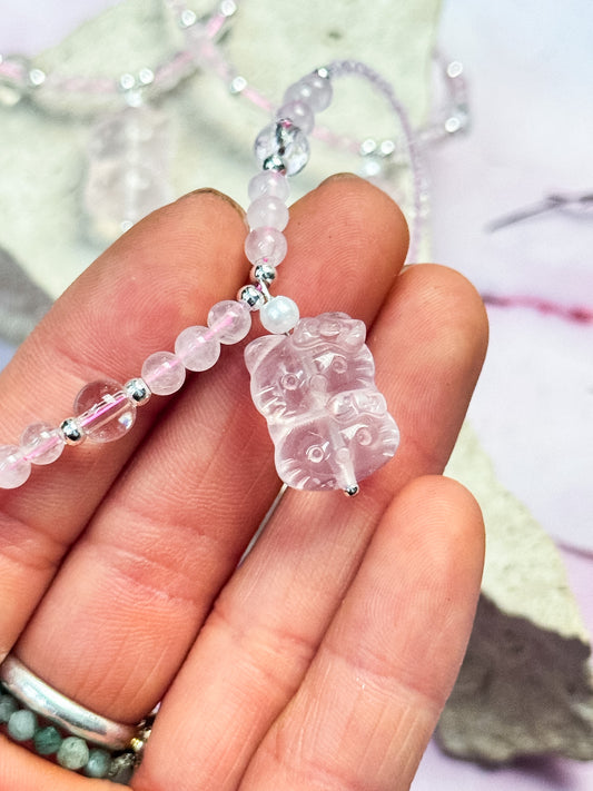 Rose Quartz Kitty Necklaces