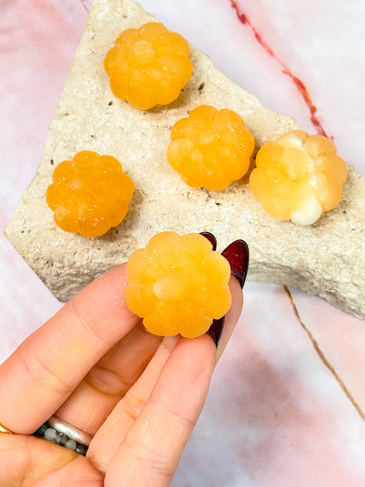 Orange Calcite Pumpkin Carvings