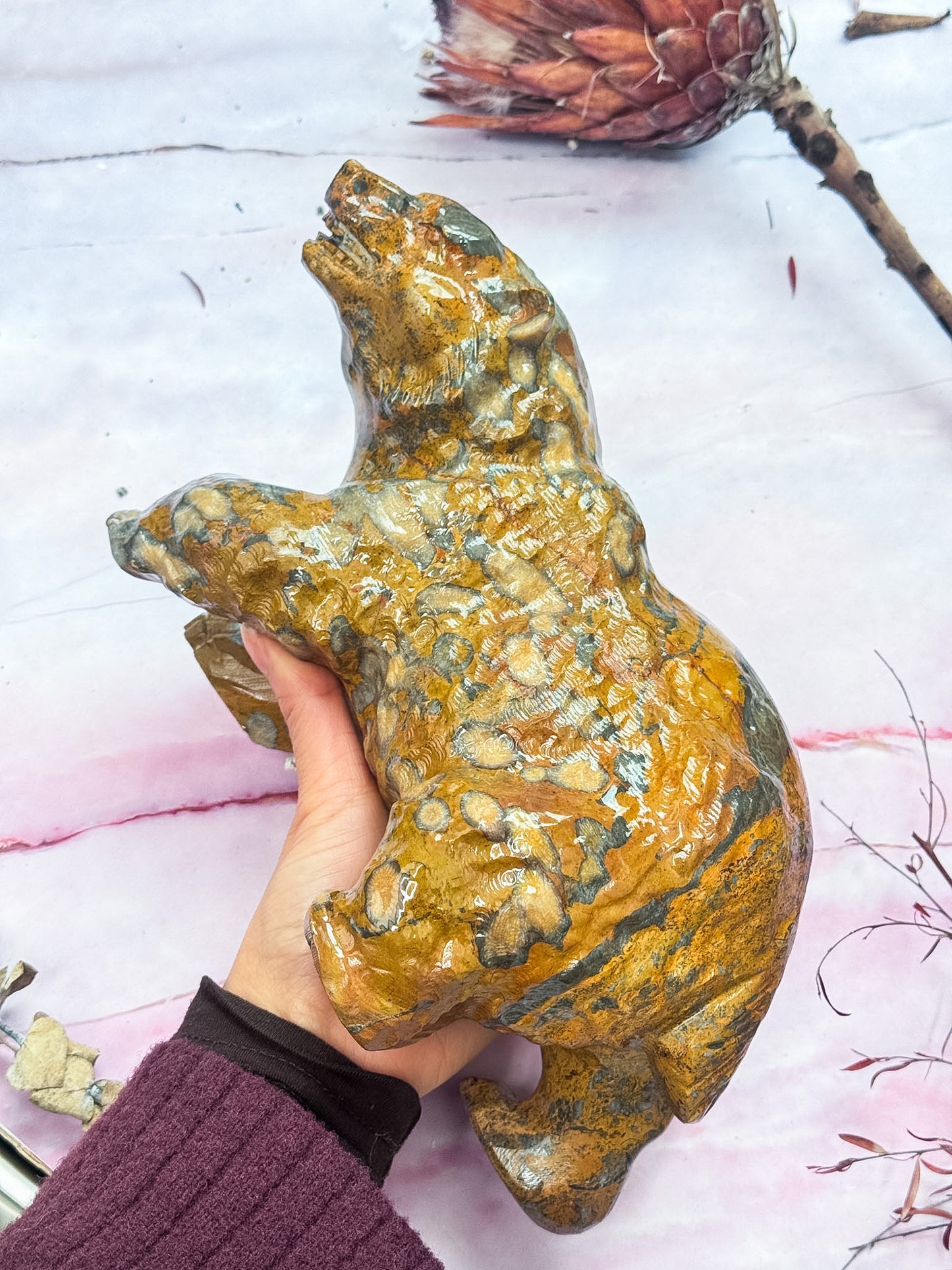 Yellow Jade Bear Carving