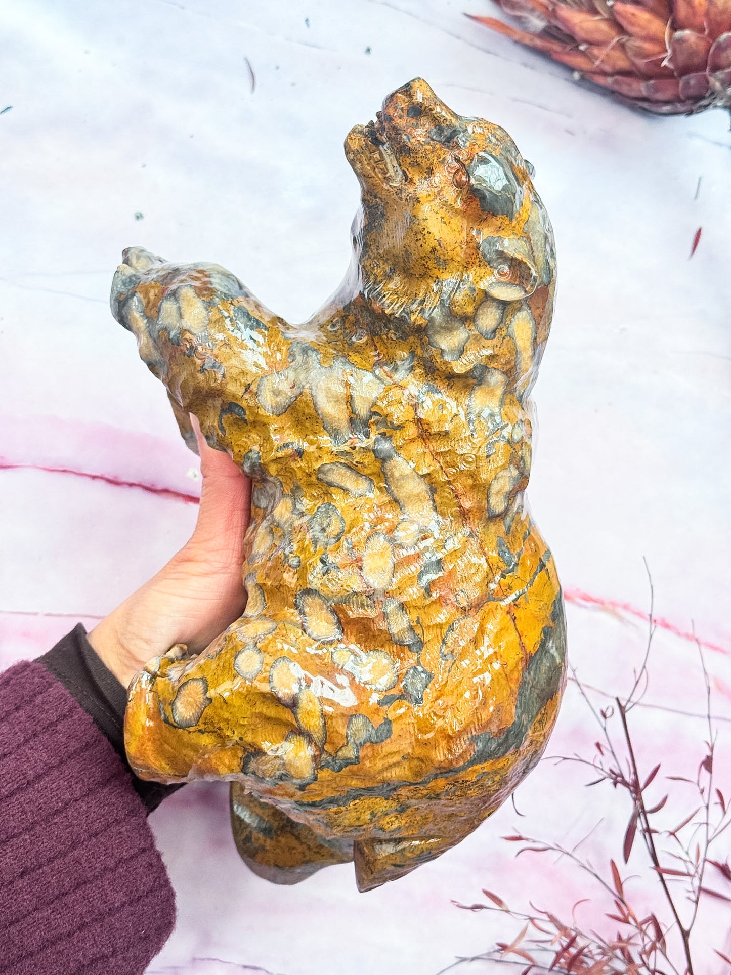 Yellow Jade Bear Carving