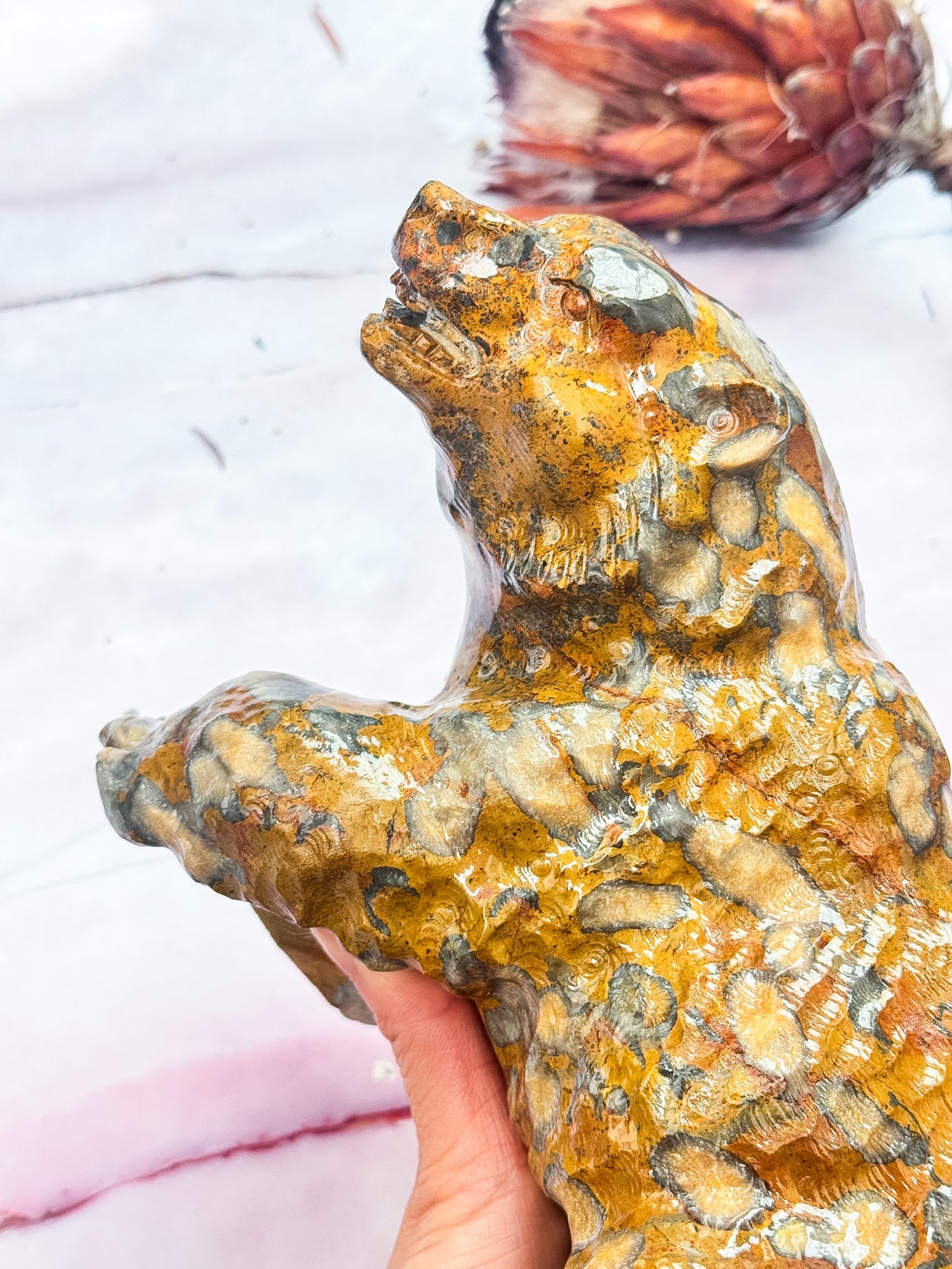 Yellow Jade Bear Carving