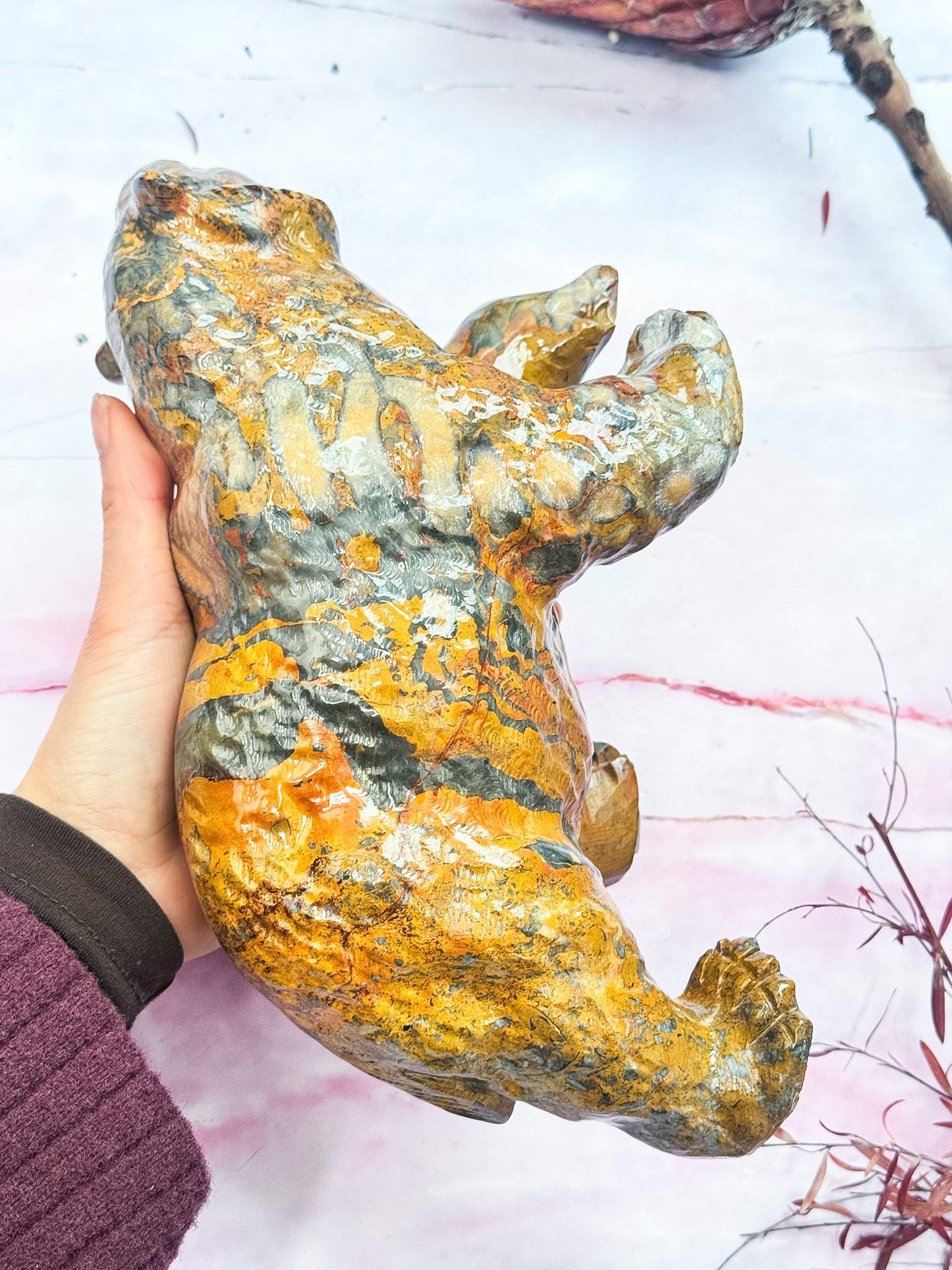 Yellow Jade Bear Carving