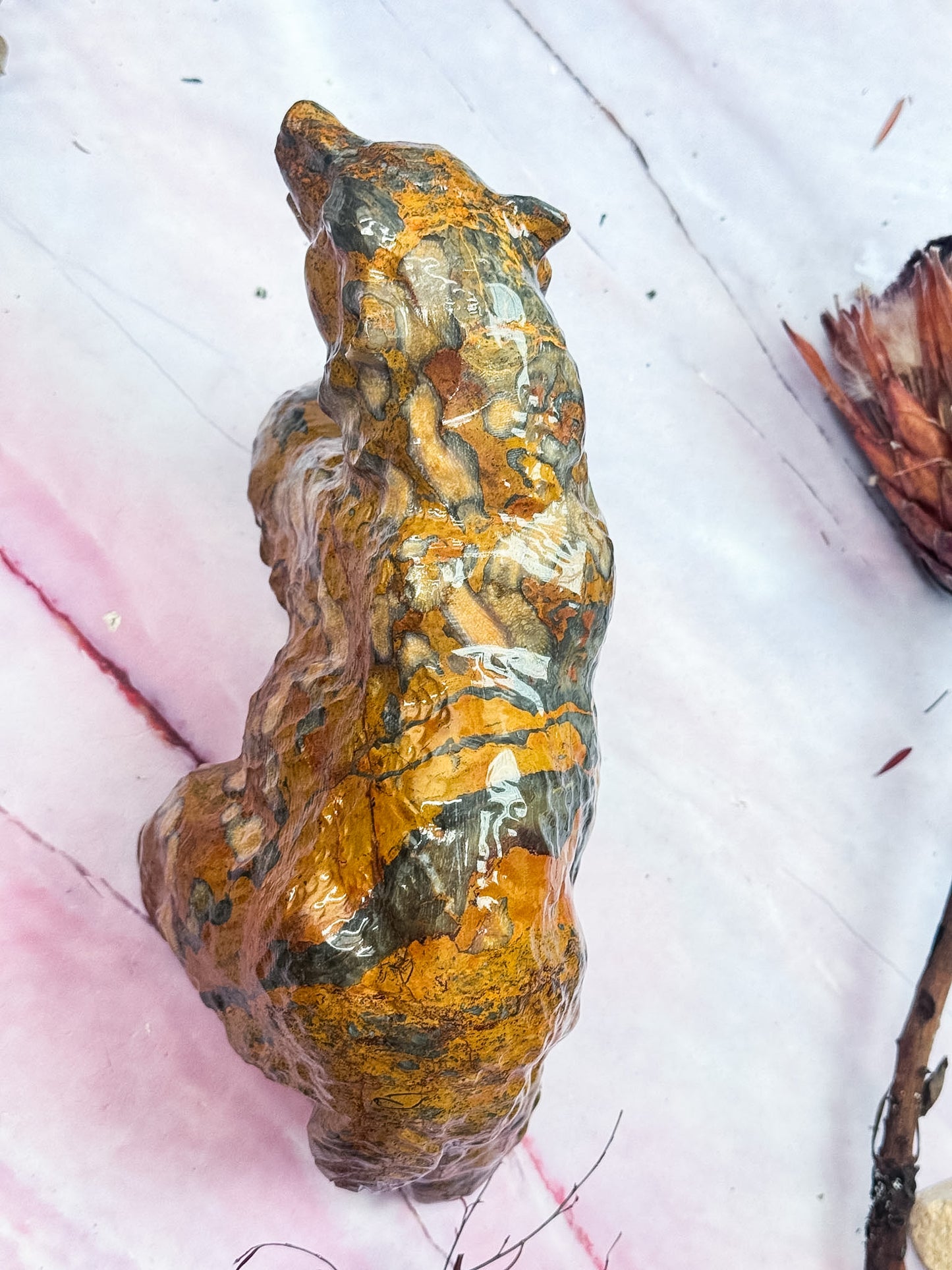 Yellow Jade Bear Carving