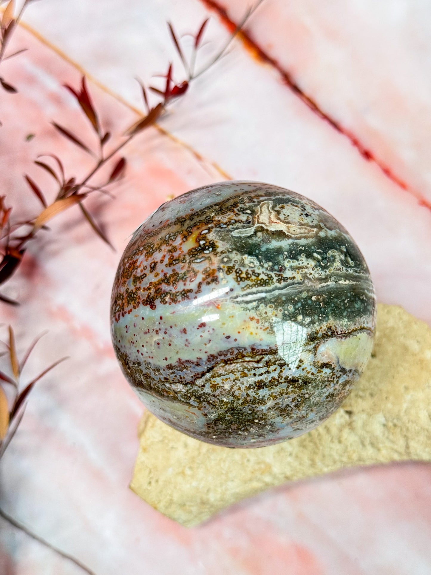 Orbicular Ocean Jasper Sphere