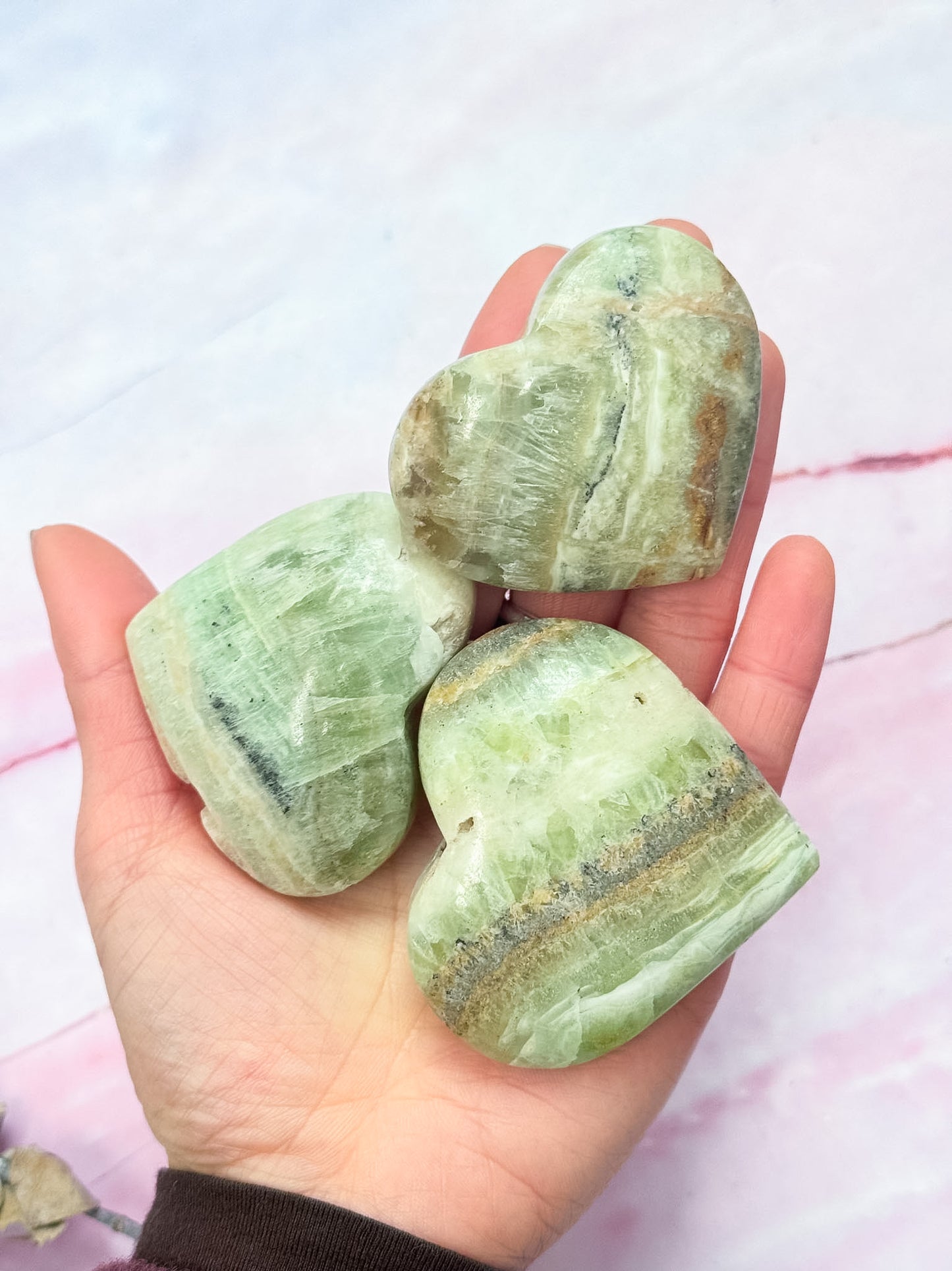Kiwi Calcite Hearts
