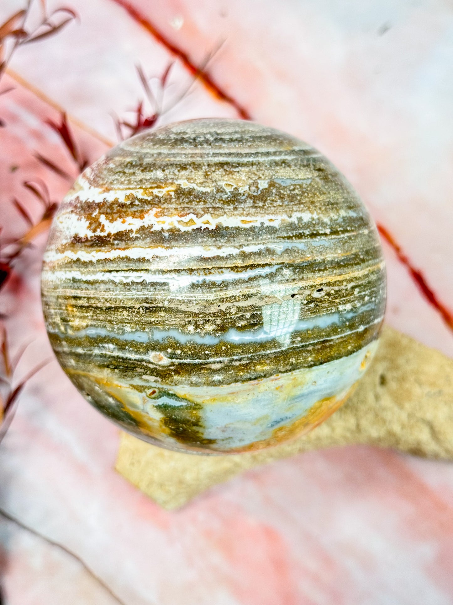 Orbicular Ocean Jasper Sphere