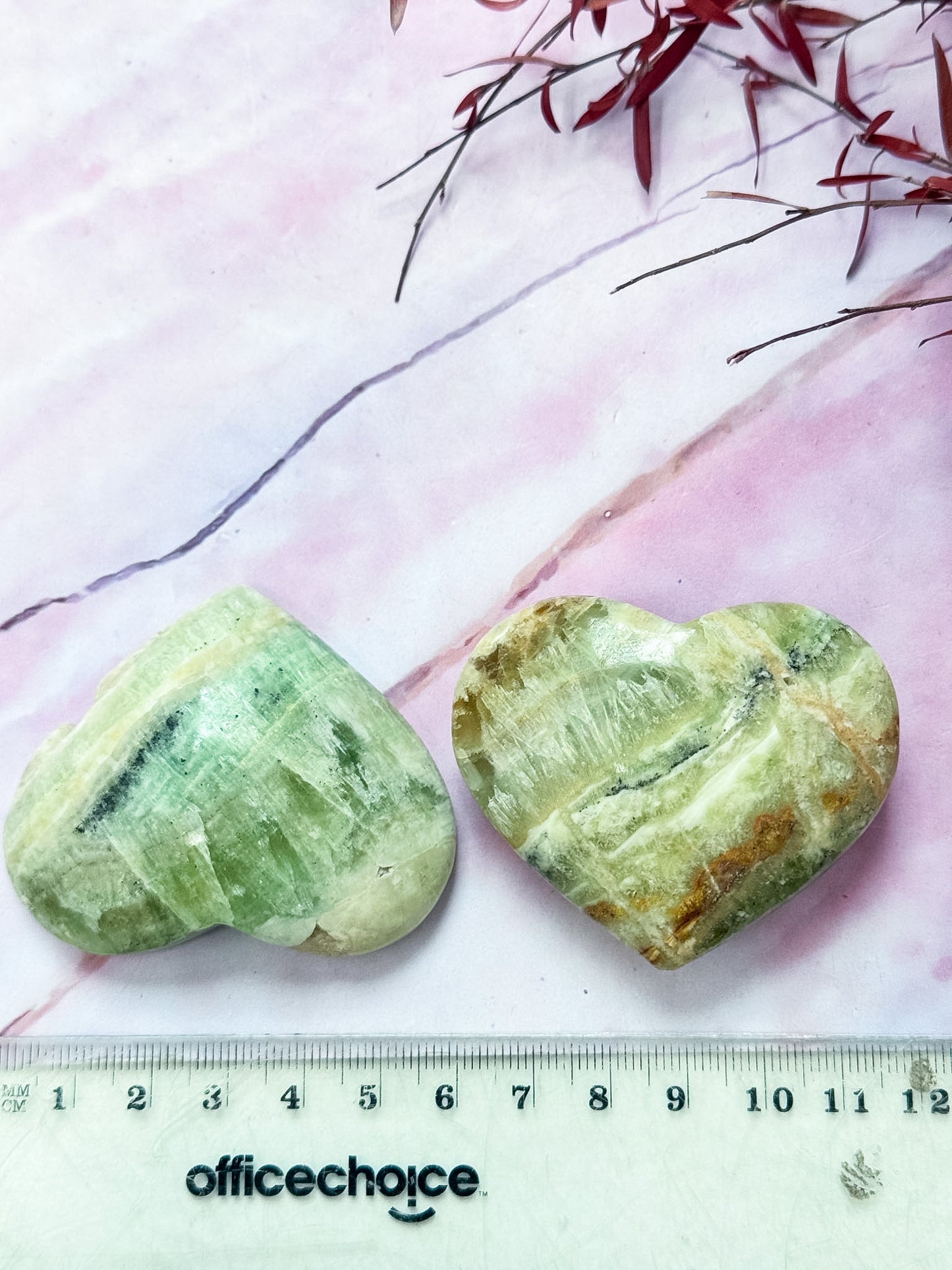Kiwi Calcite Hearts