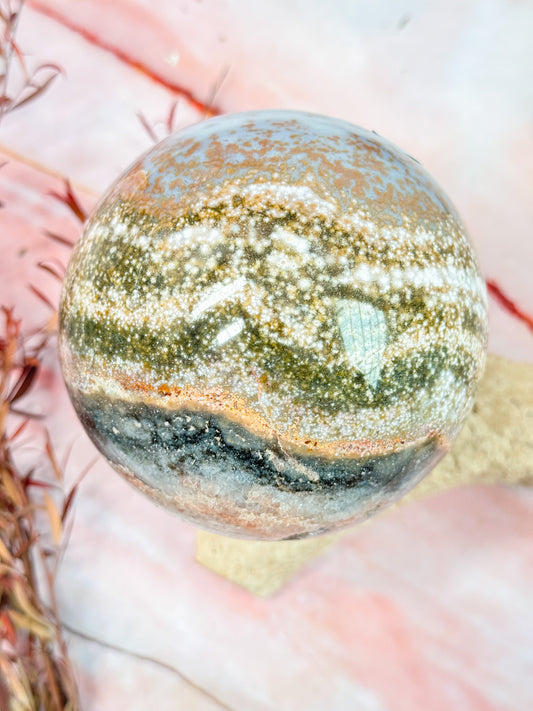 Orbicular Ocean Jasper Sphere