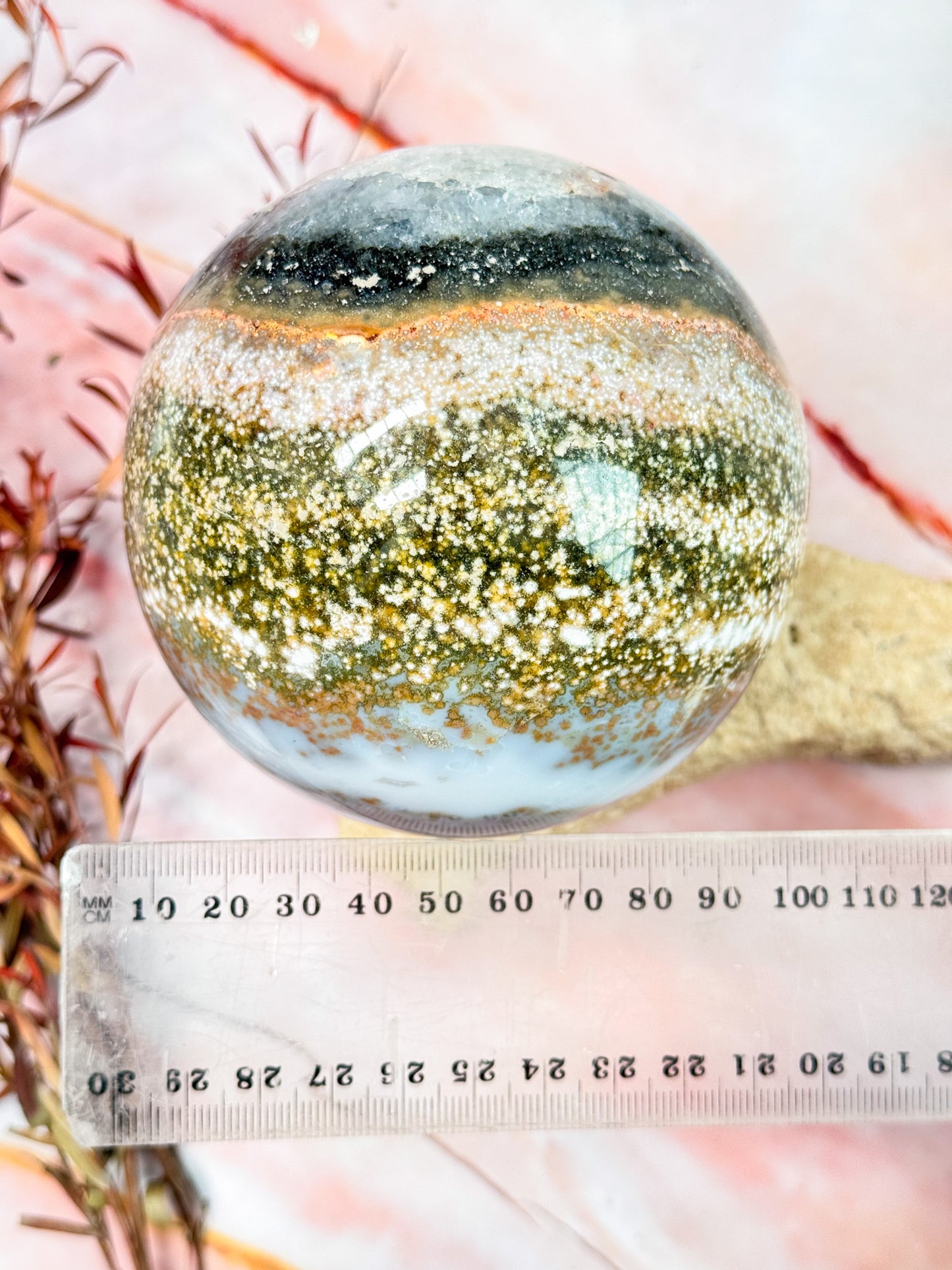 Orbicular Ocean Jasper Sphere