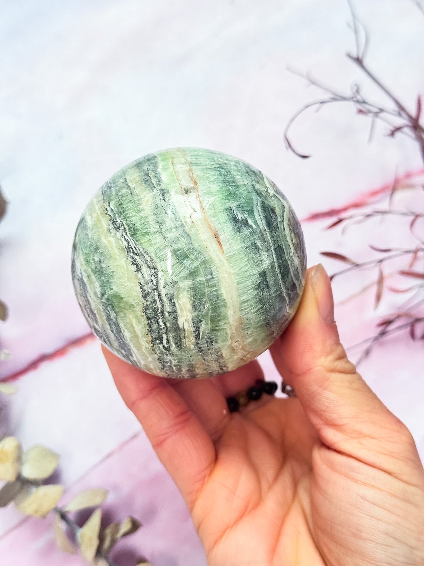 Kiwi Calcite Sphere