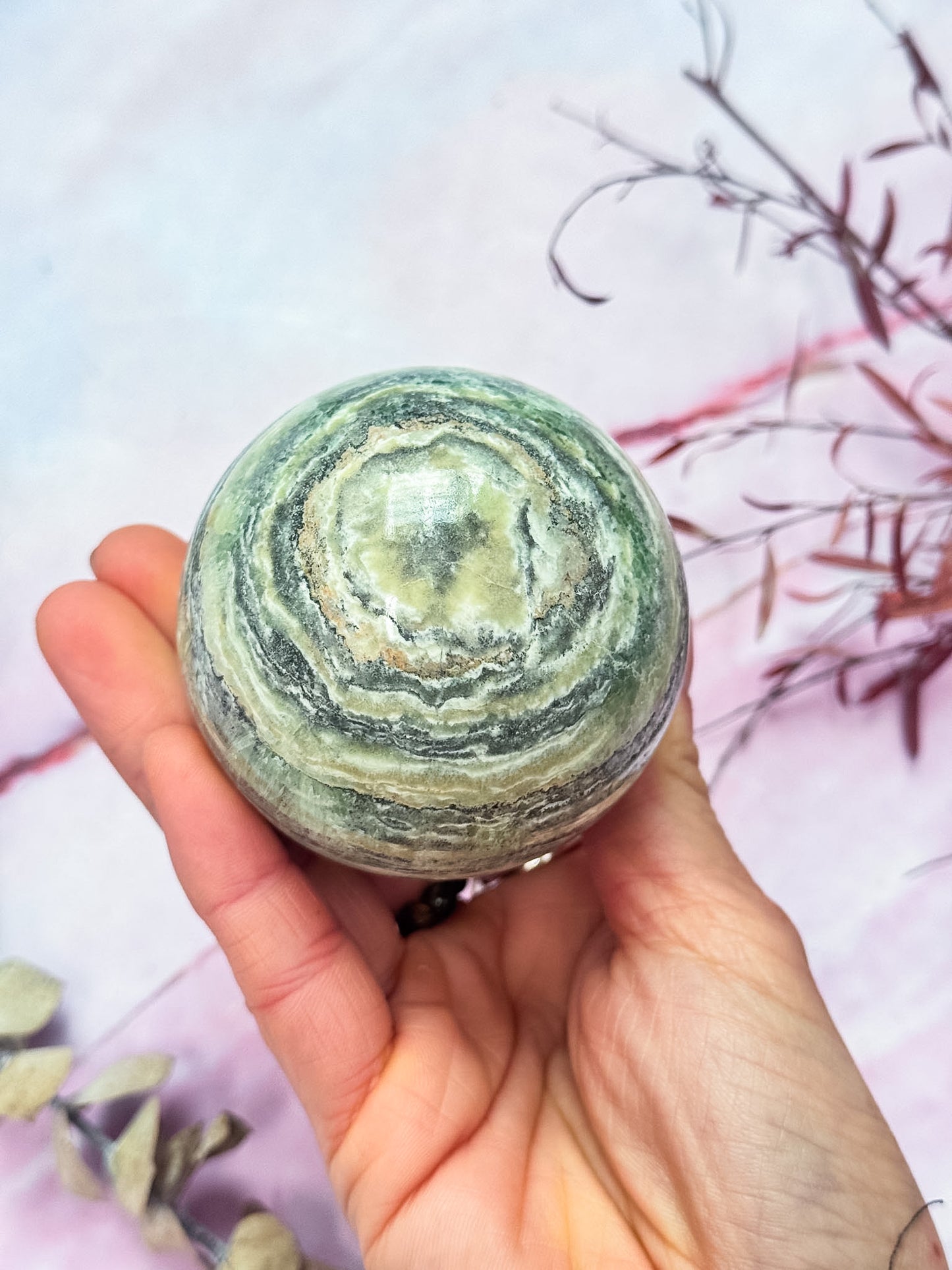 Kiwi Calcite Sphere