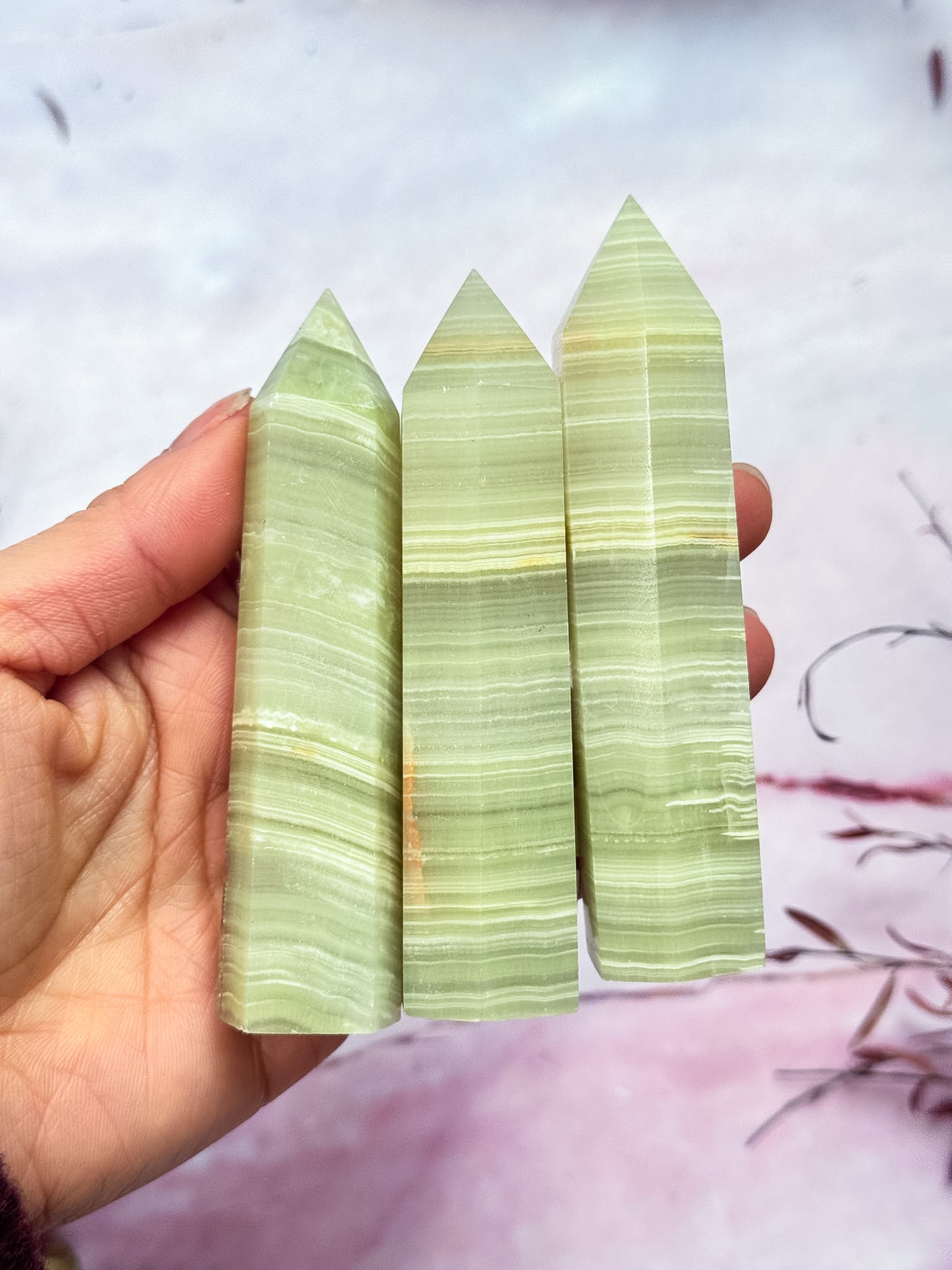 Green Calcite Points