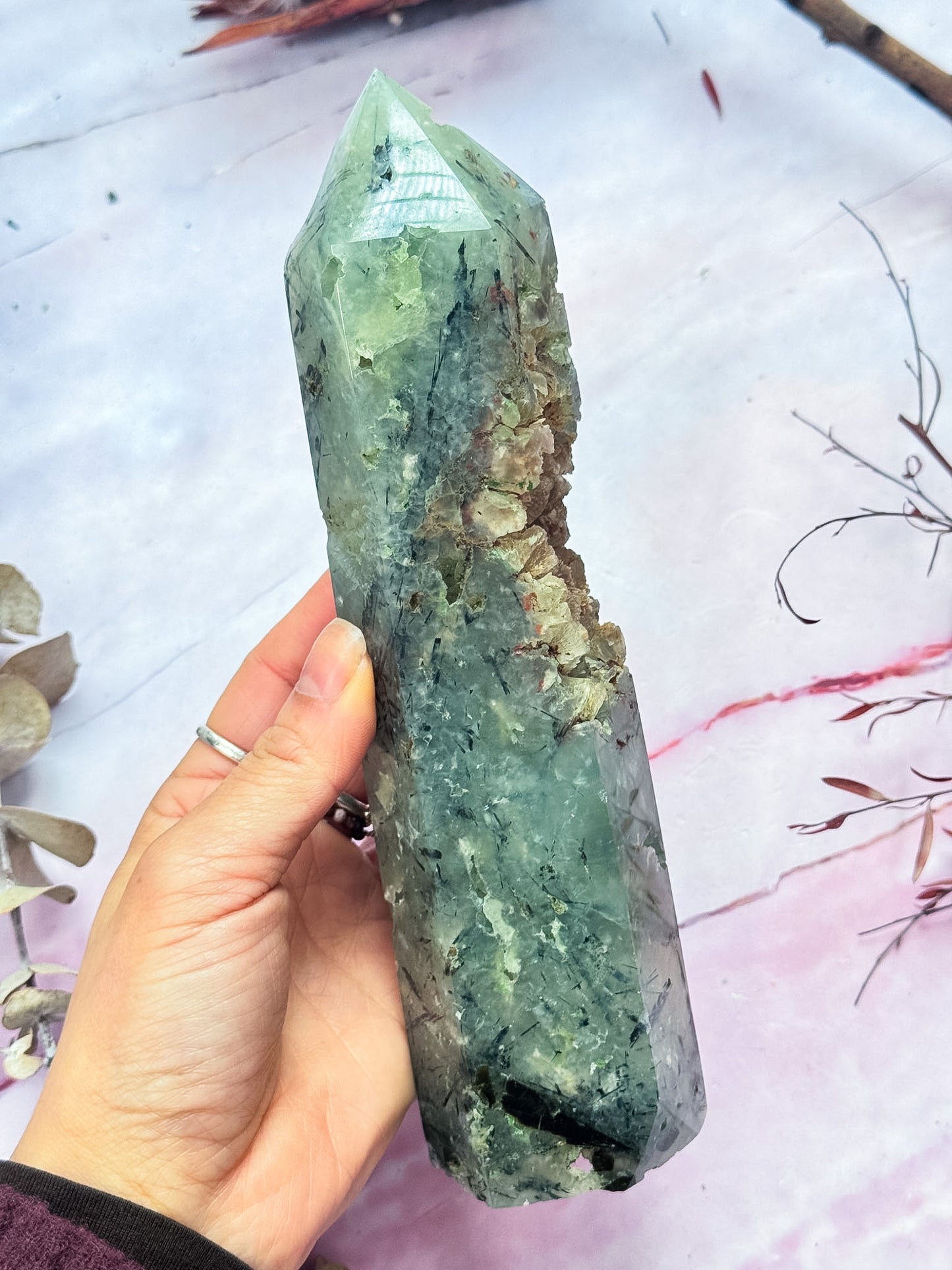 Prehnite with Epidote Tower
