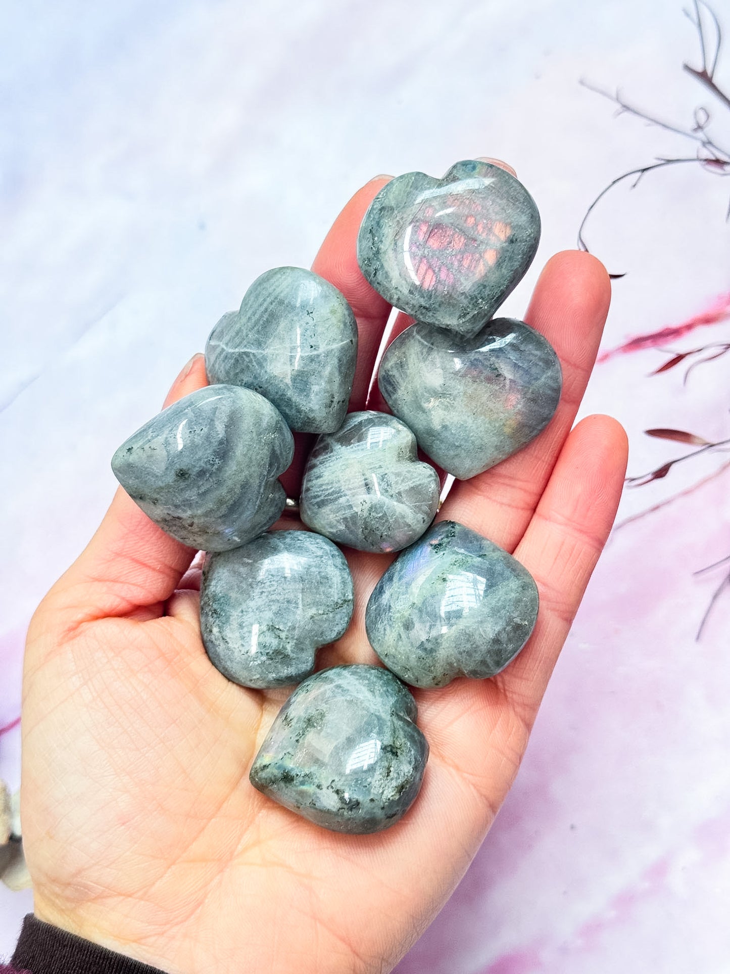 Purple Labradorite Hearts