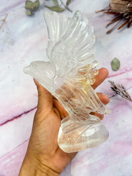 Clear Quartz Eagle Carving