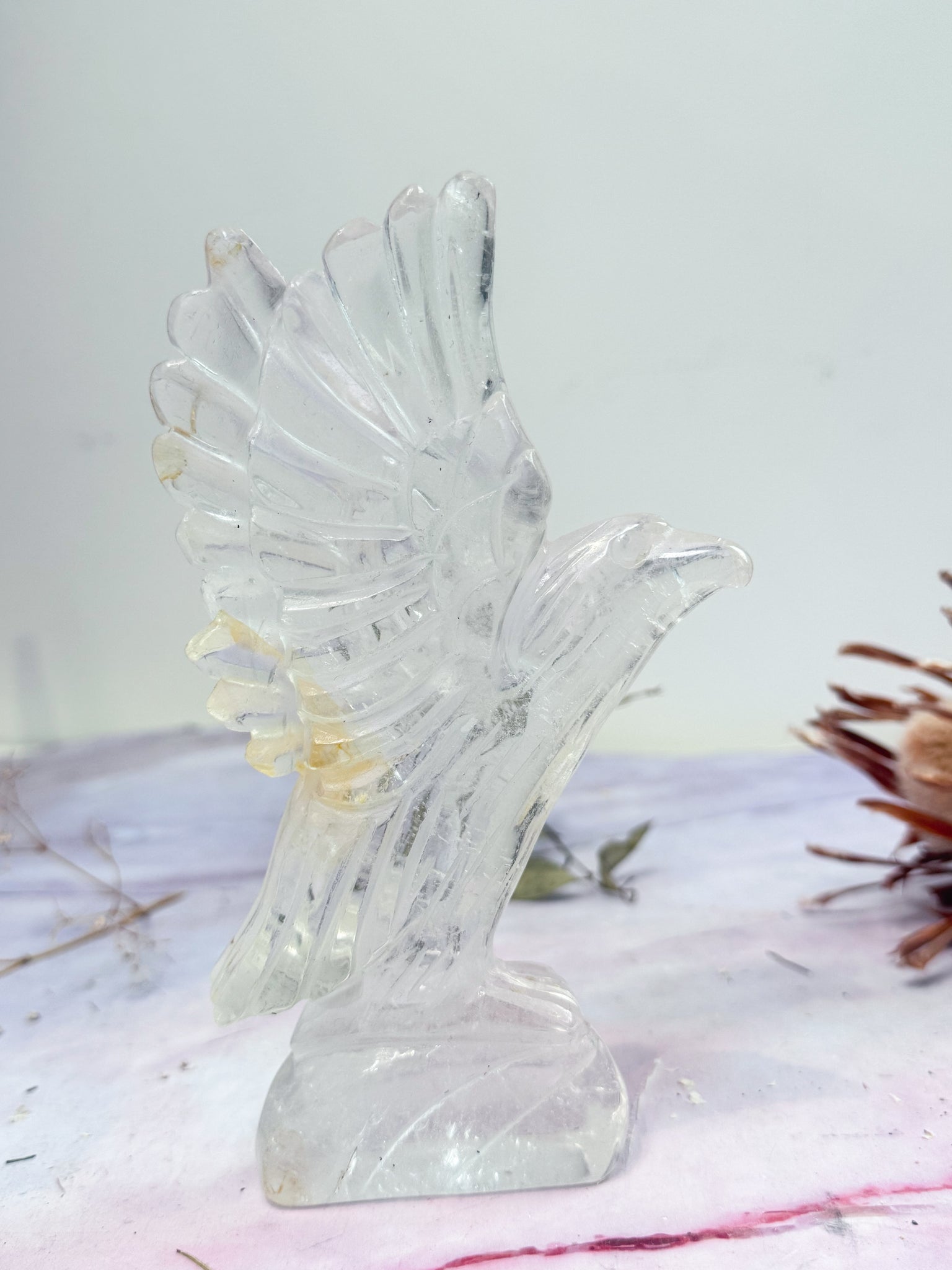 Clear Quartz Eagle Carving